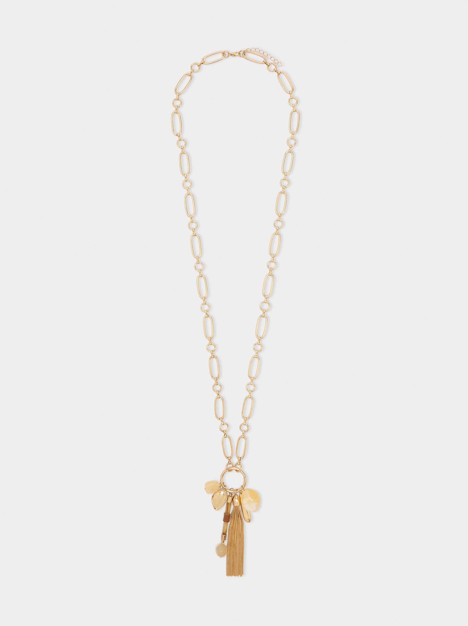 Collar De Eslabones Colgante Con Flecos