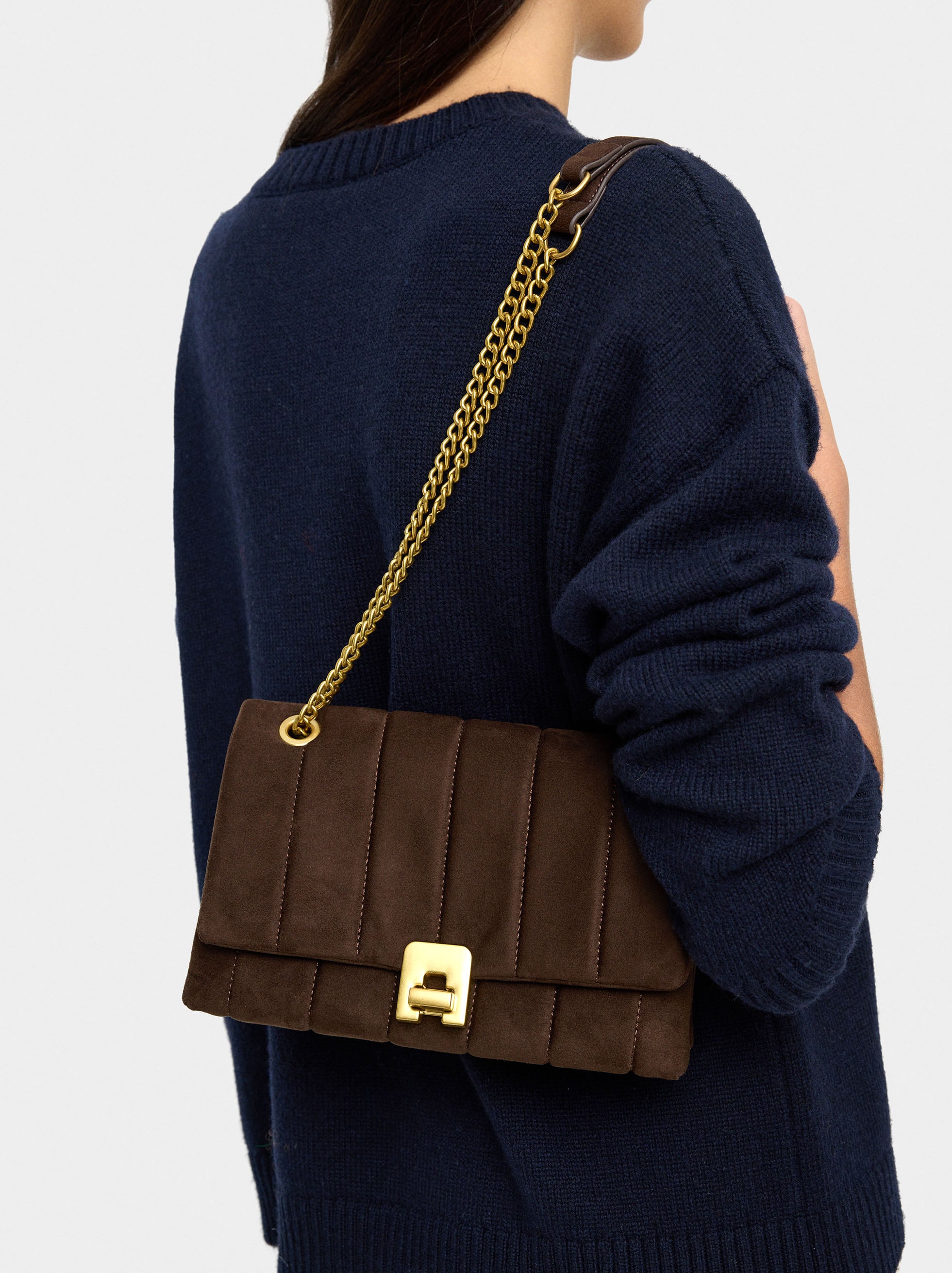 Bolso De Hombro Efecto Piel Con Solapa