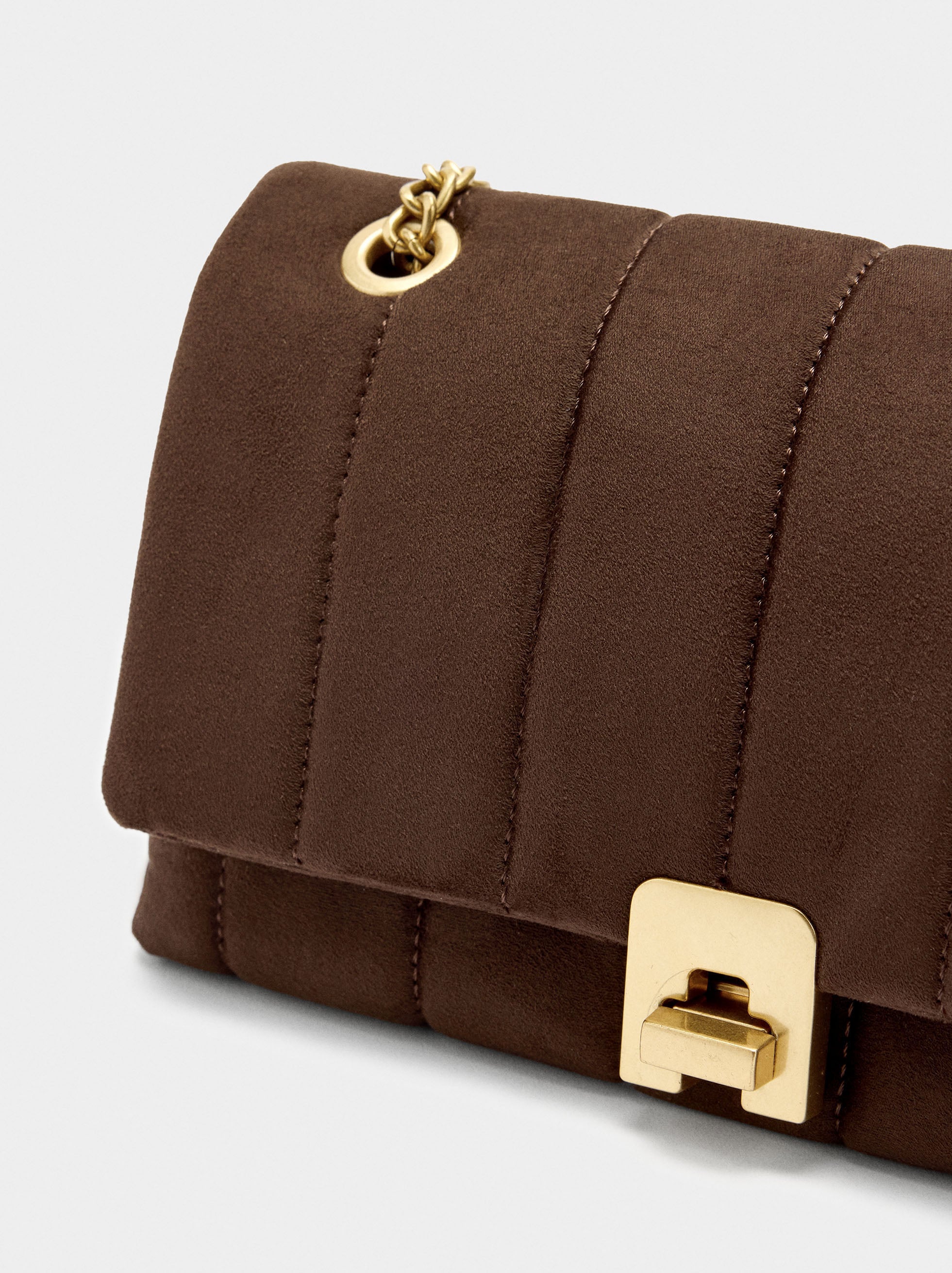 Bolso De Hombro Efecto Piel Con Solapa
