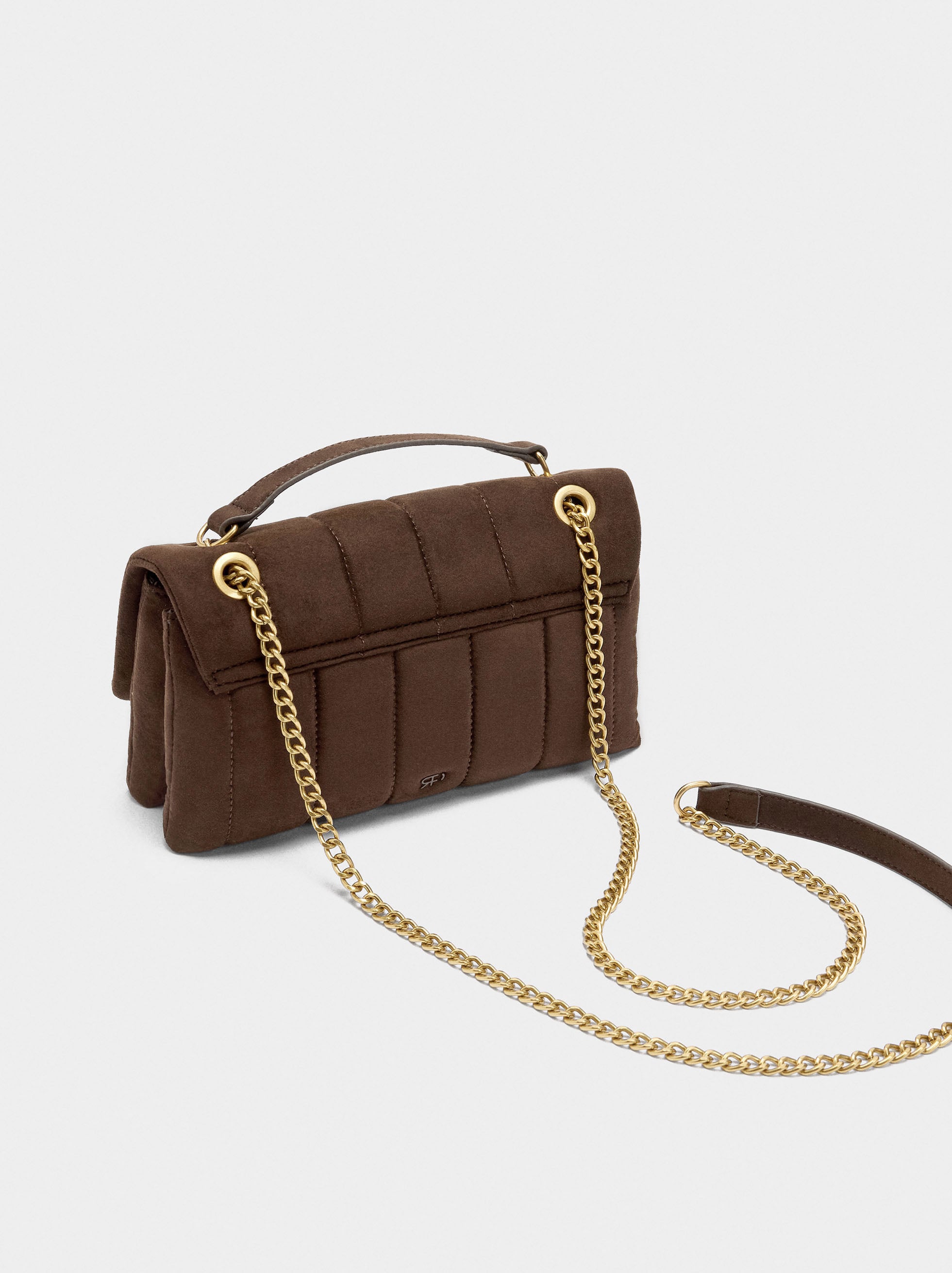 Bolso De Hombro Efecto Piel Con Solapa