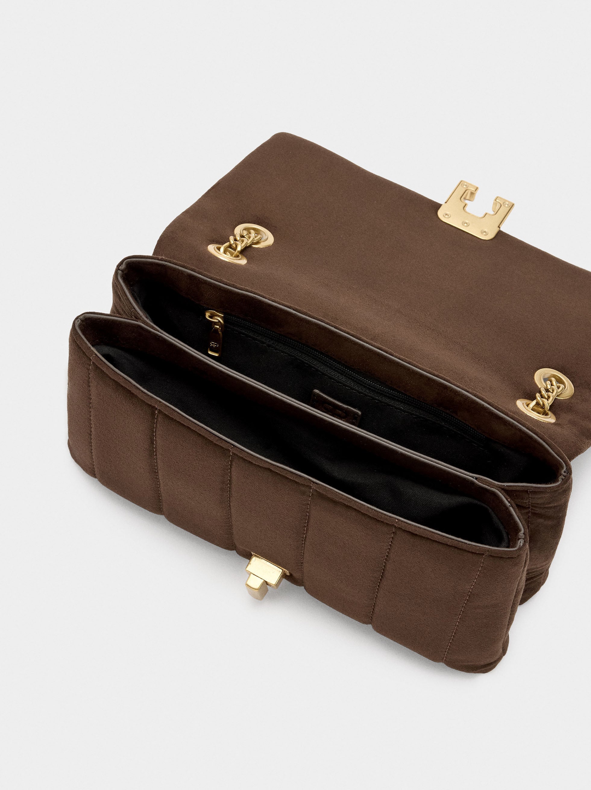 Bolso De Hombro Efecto Piel Con Solapa