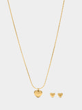 Set De Collar Con Pendientes Corazones - Acero Inoxidable