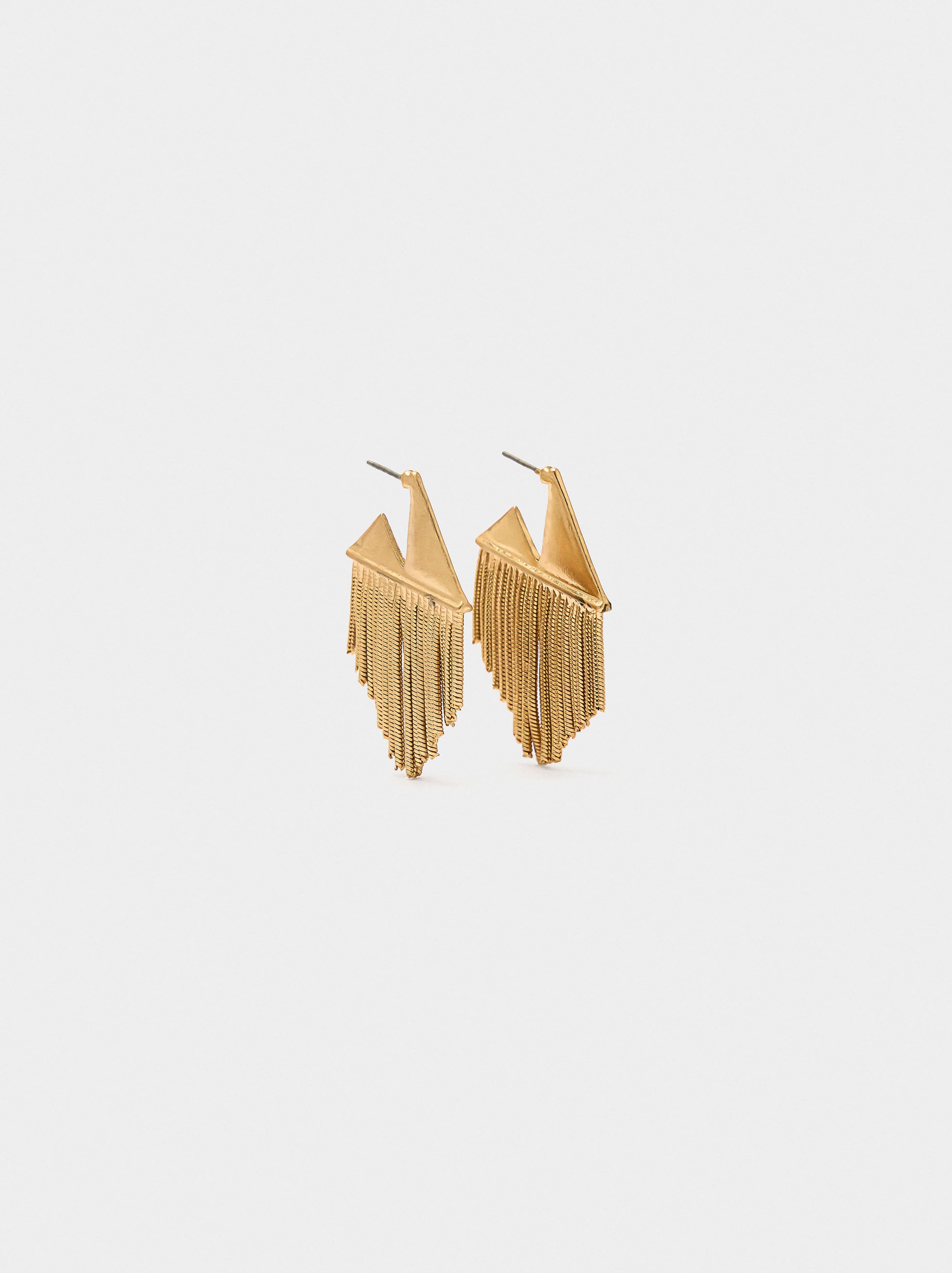 Pendientes Triángulos Con Flecos Metálicos