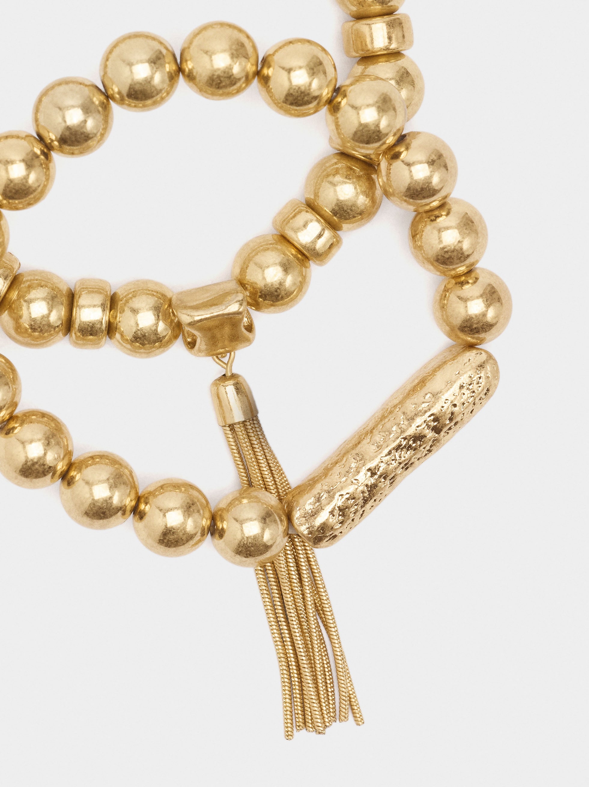 Set De Pulseras Con Cuentas Metálicas