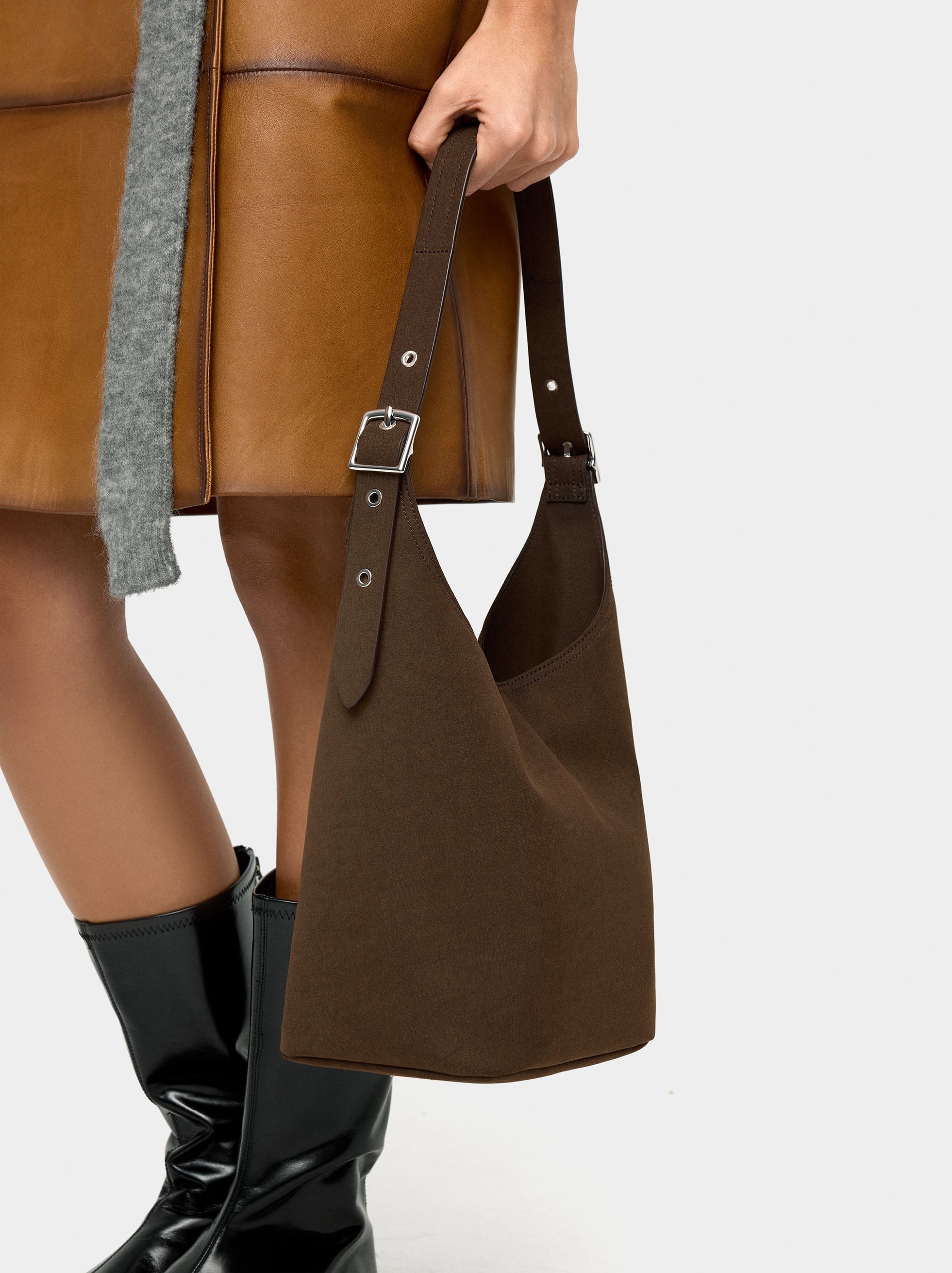 Bolso De Hombro Efecto Piel