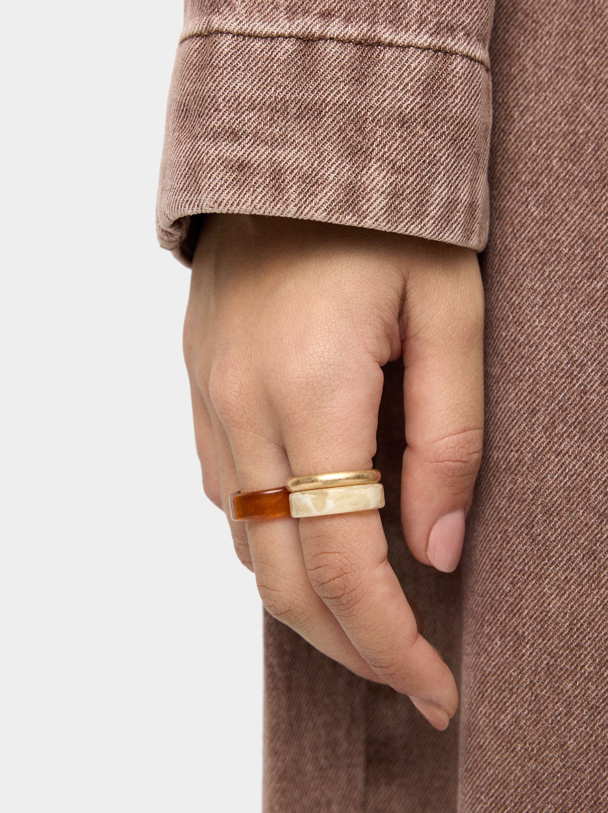 Set De Anillos Efecto Piedra