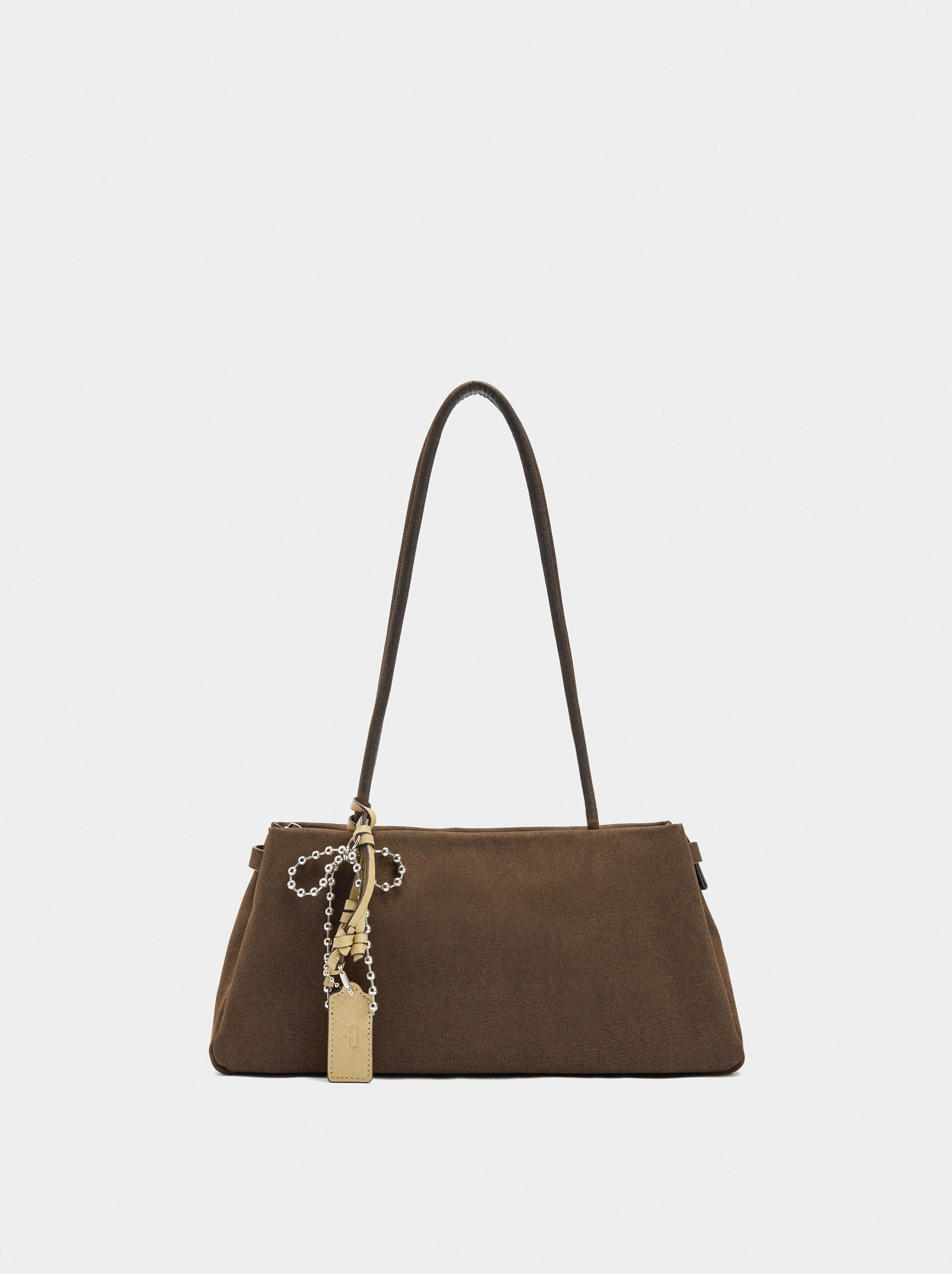 Bolso De Hombro Efecto Piel Con Colgante