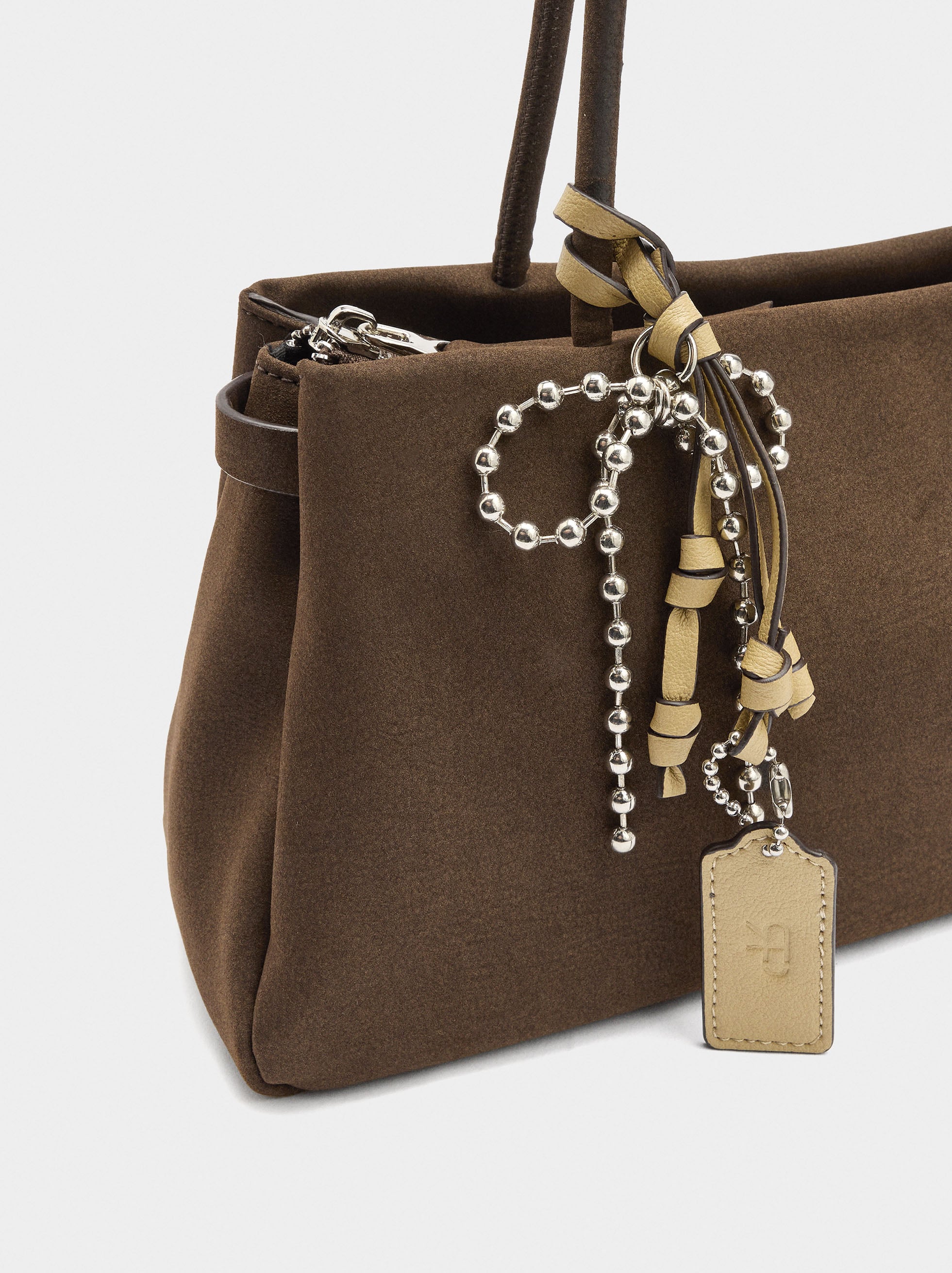 Bolso De Hombro Efecto Piel Con Colgante