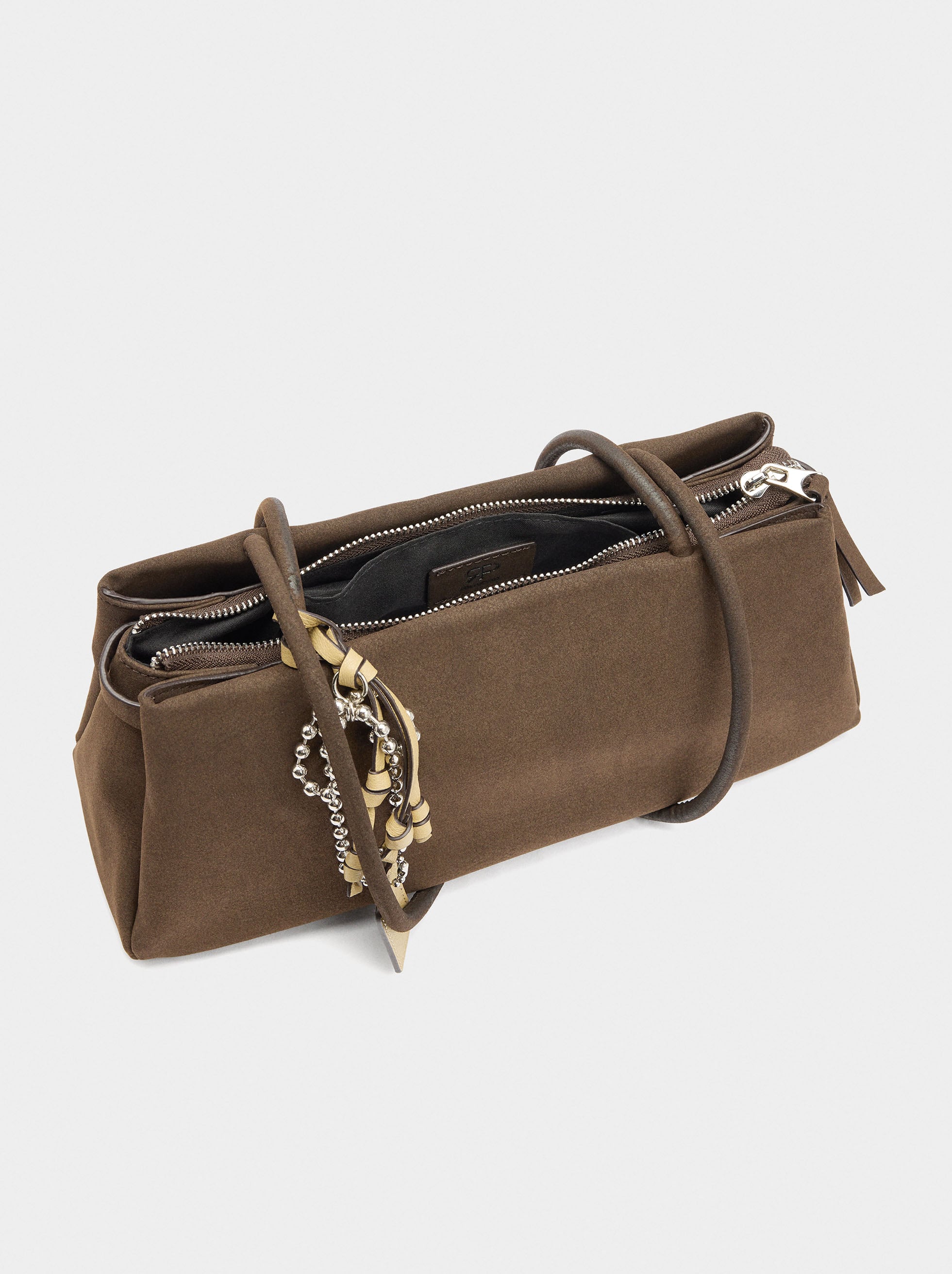 Bolso De Hombro Efecto Piel Con Colgante