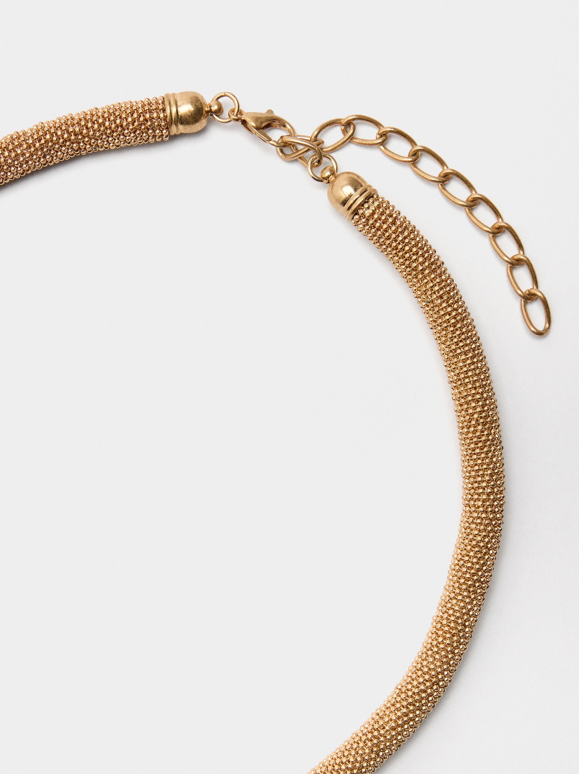 Collar Largo Tubular Con Flecos