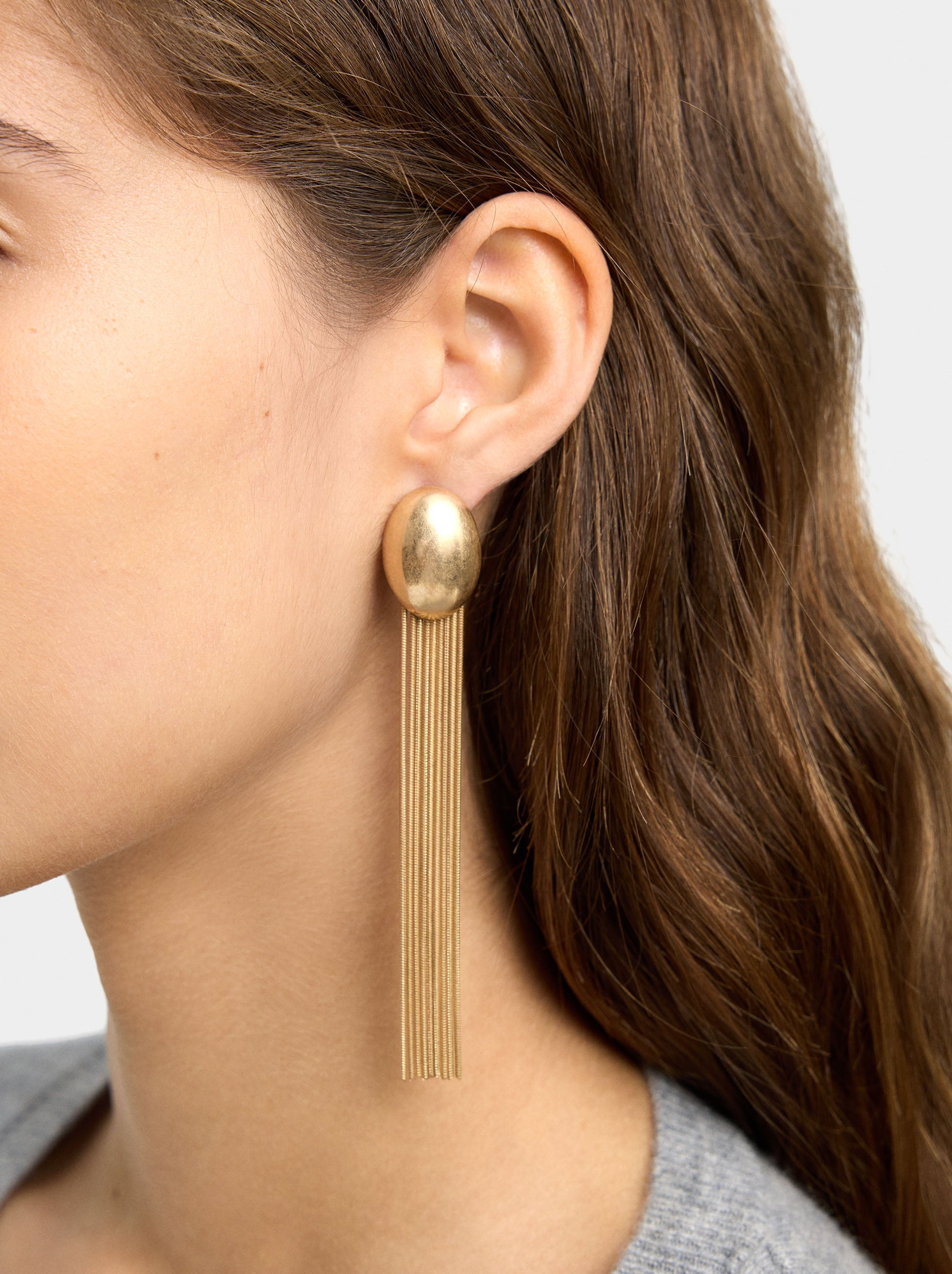 Pendientes Largos Con Flecos Metálicos
