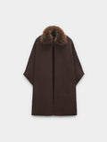 Poncho De Punto Cuello Efecto Pelo