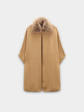 Poncho De Punto Cuello Efecto Pelo