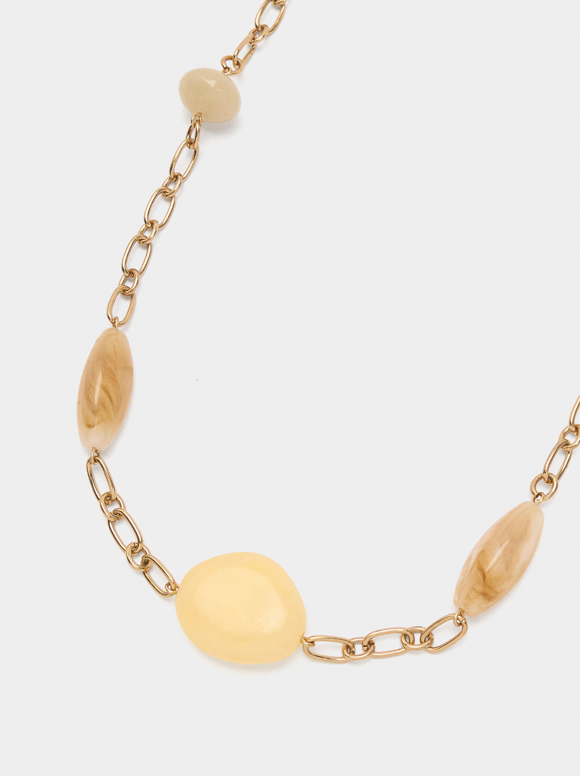 Collar Con Eslabones Y Abalorios Efecto Piedra
