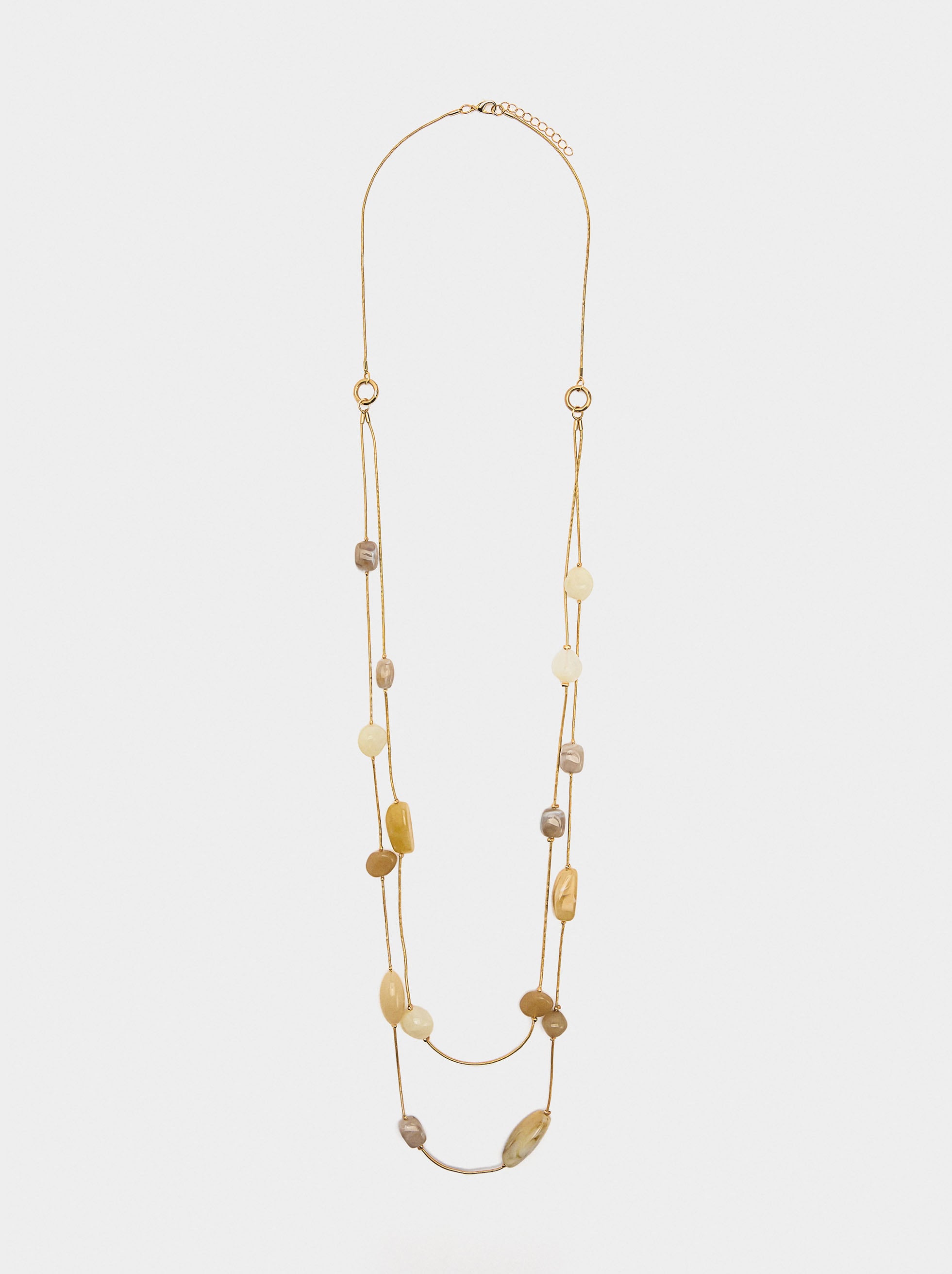 Collar Largo Con Detalles Efecto Piedra