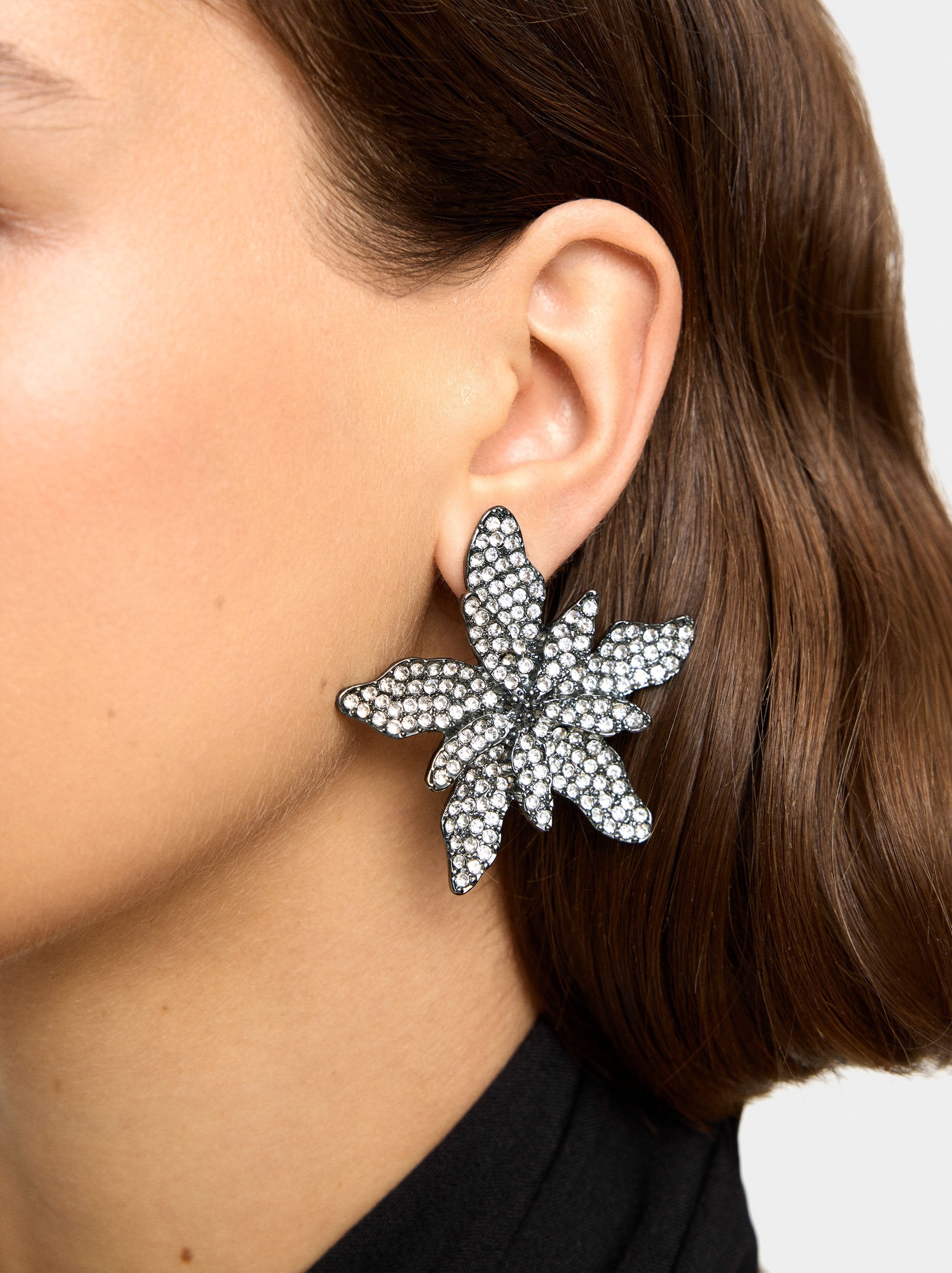 Pendientes De Flor Con Cristales