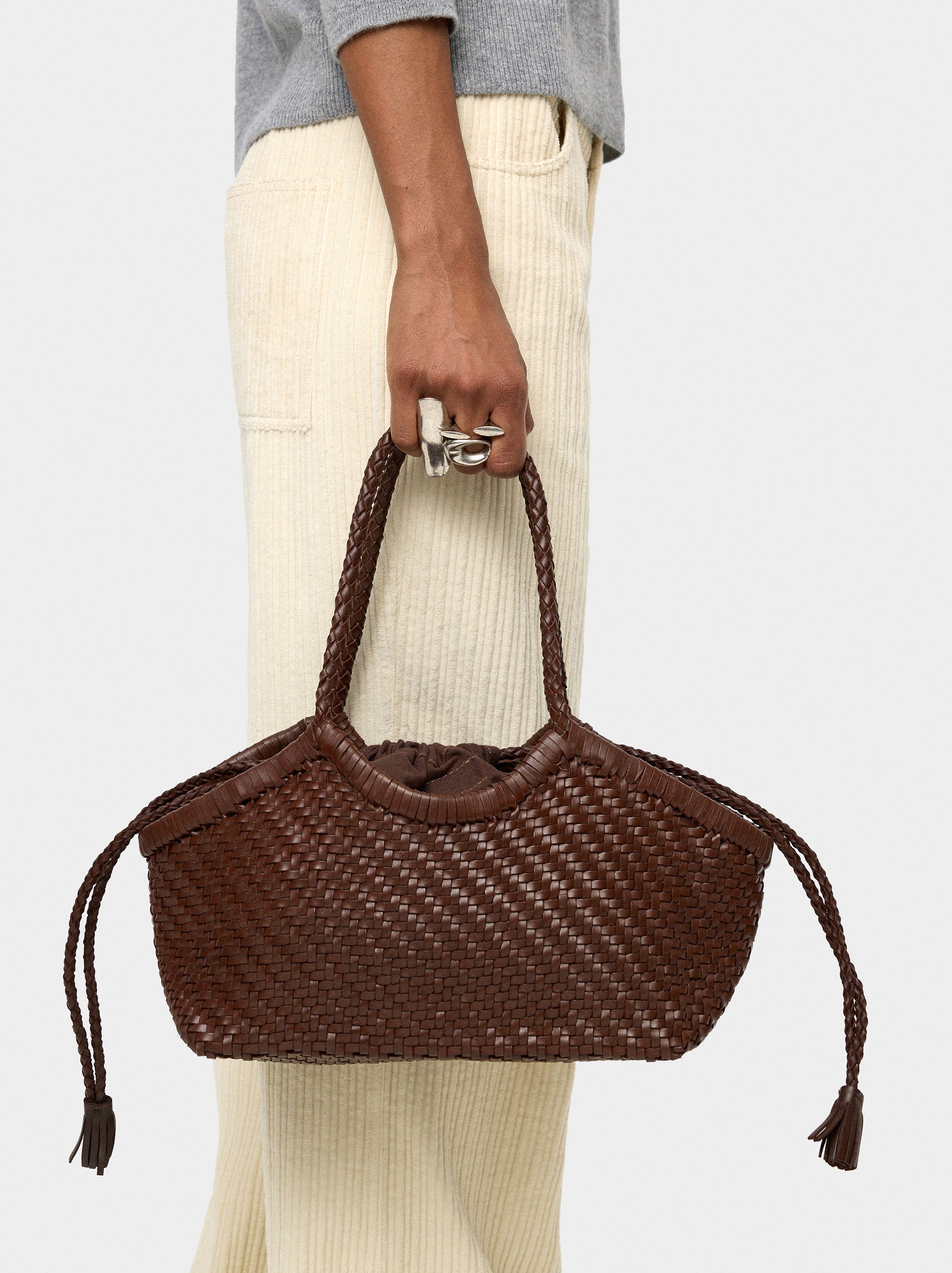 Bolso Tote De Piel Trenzada