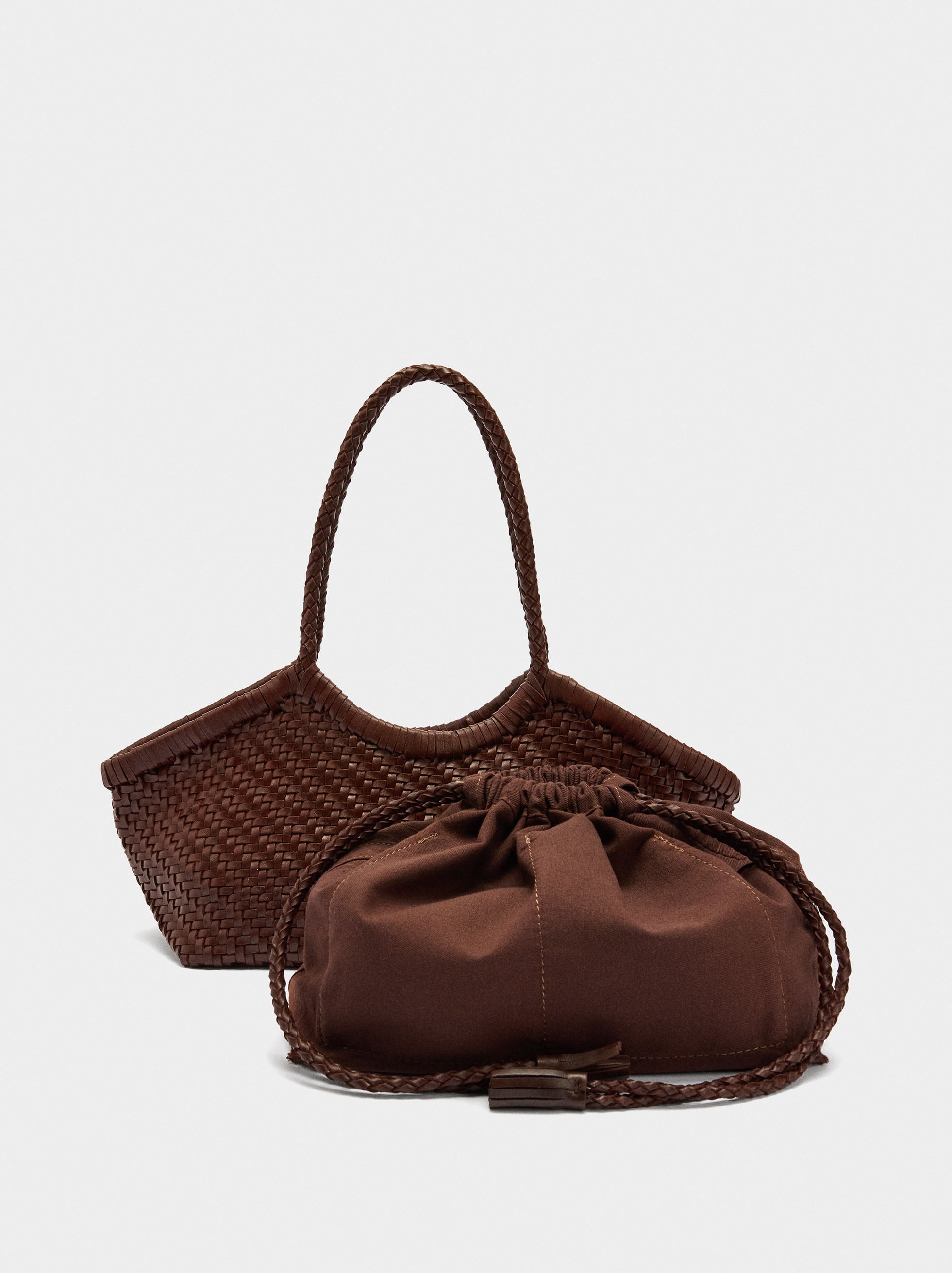 Bolso Tote De Piel Trenzada