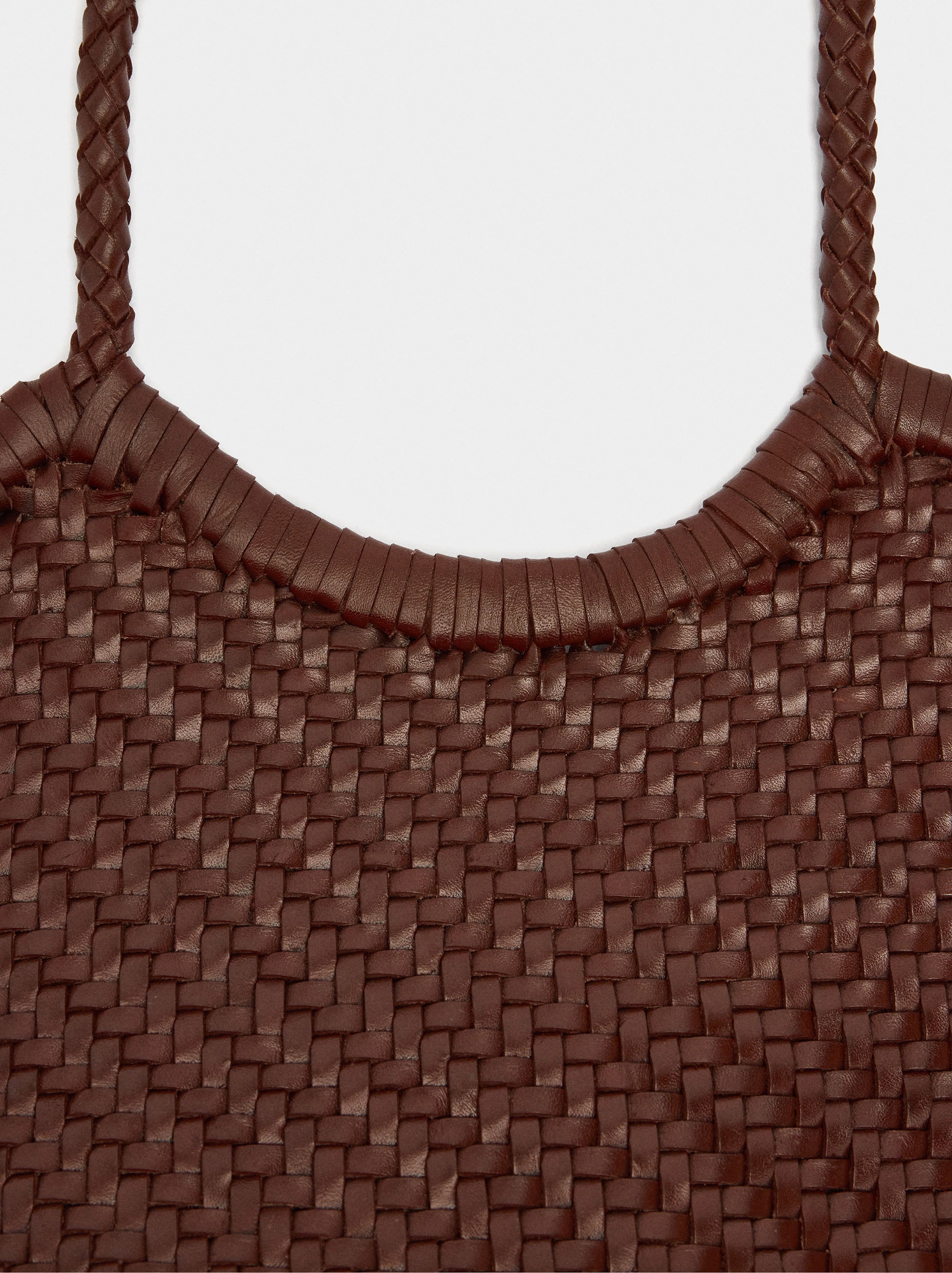 Bolso Tote De Piel Trenzada