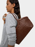 Bolso Tote De Piel Trenzada