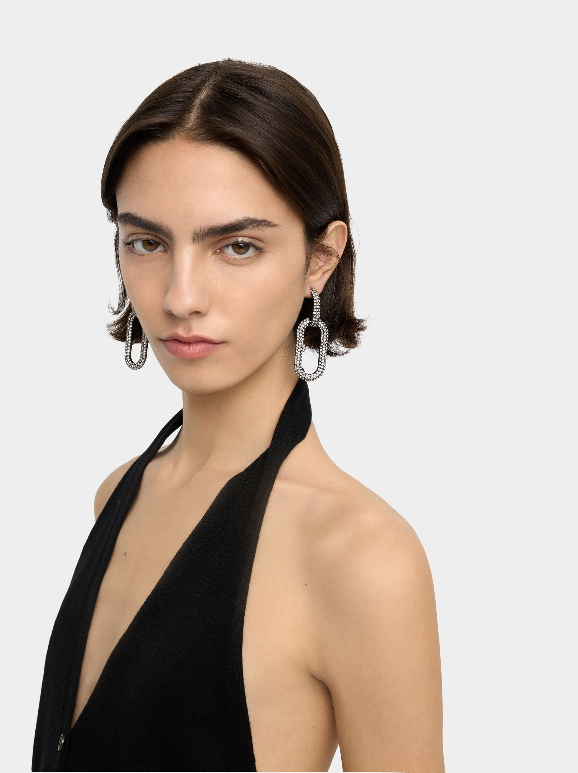 Pendientes Largos De Aros Con Cristales