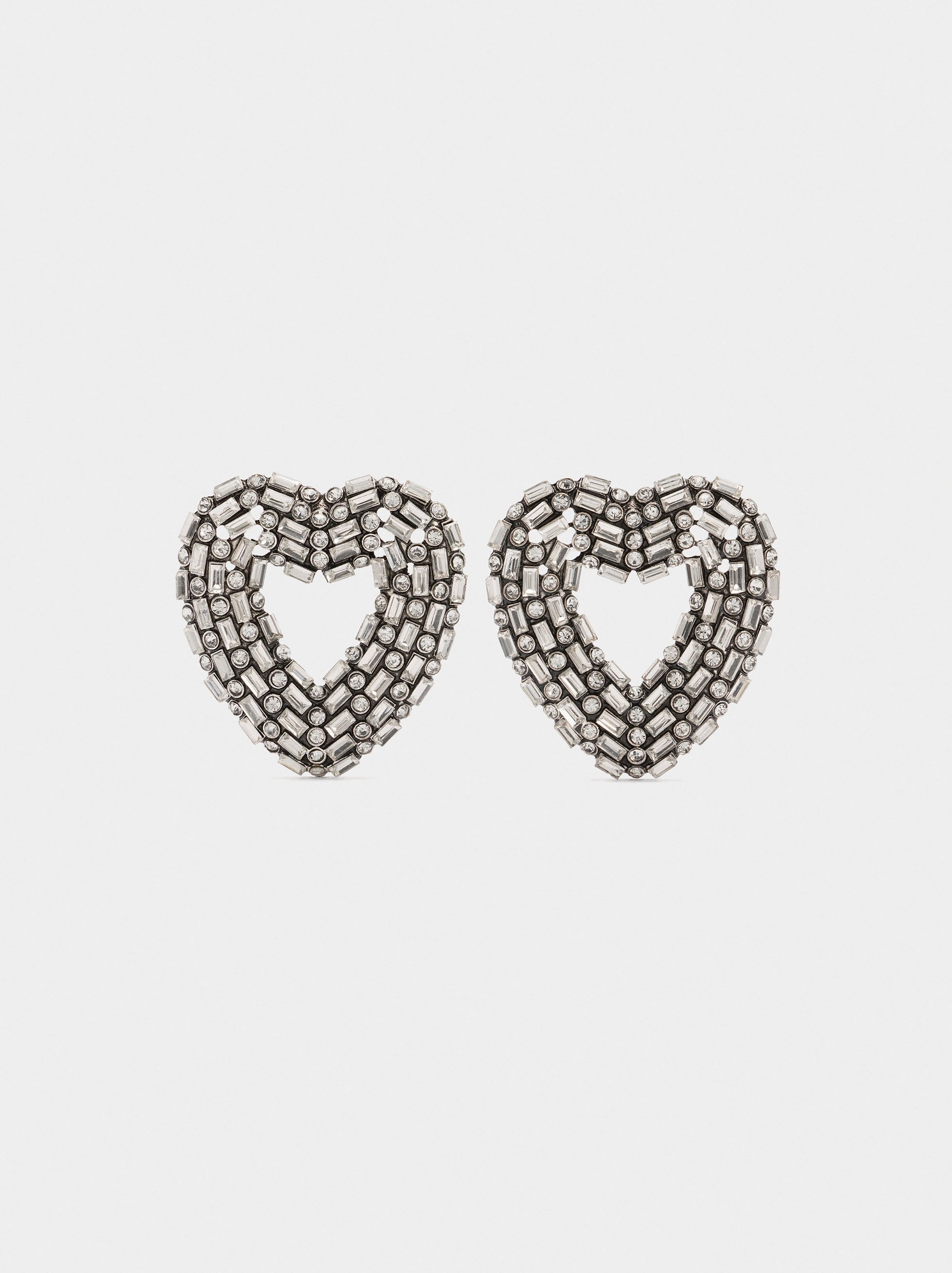 Pendientes Maxi De Corazones Con Cristales