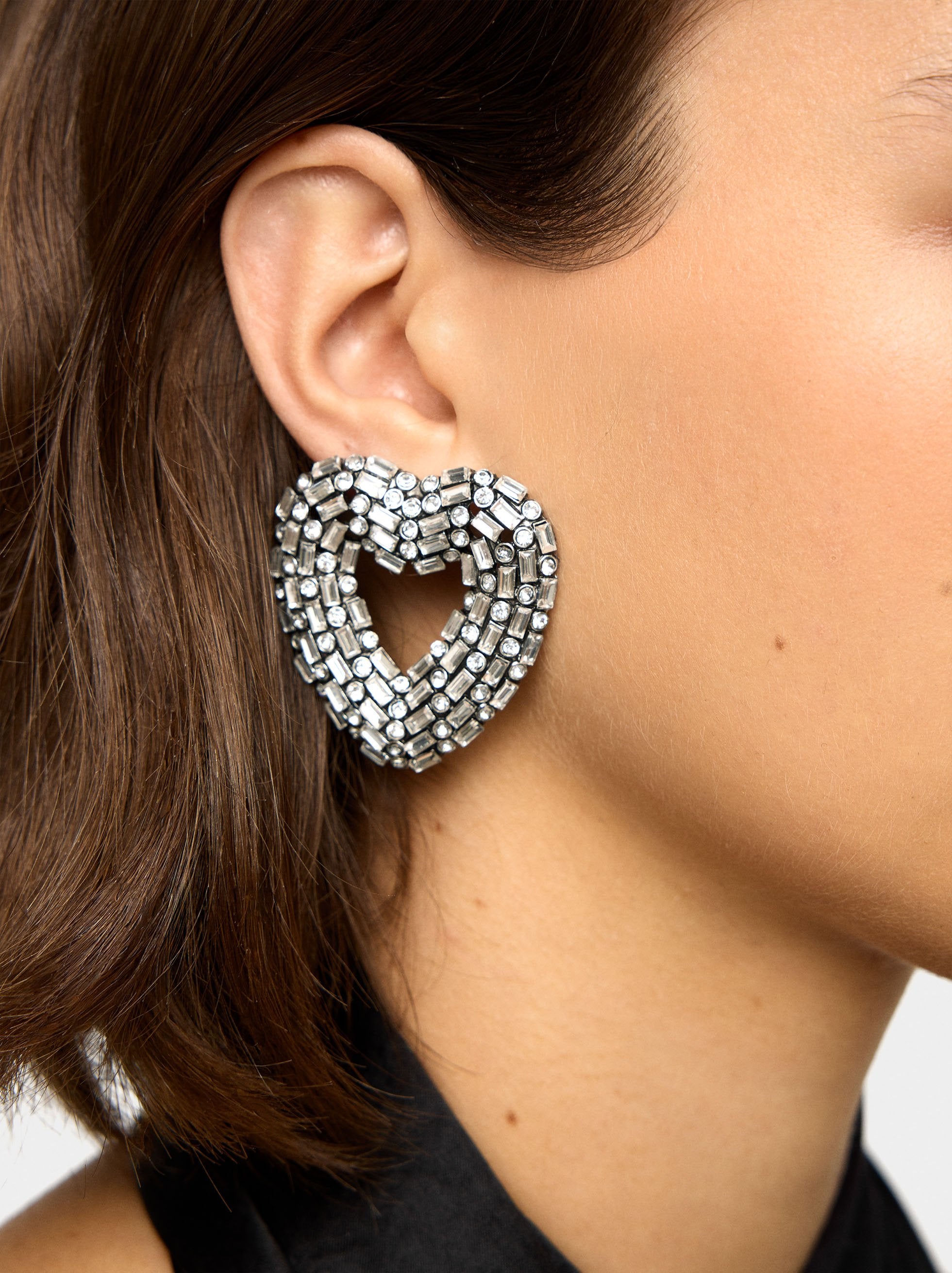 Pendientes Maxi De Corazones Con Cristales