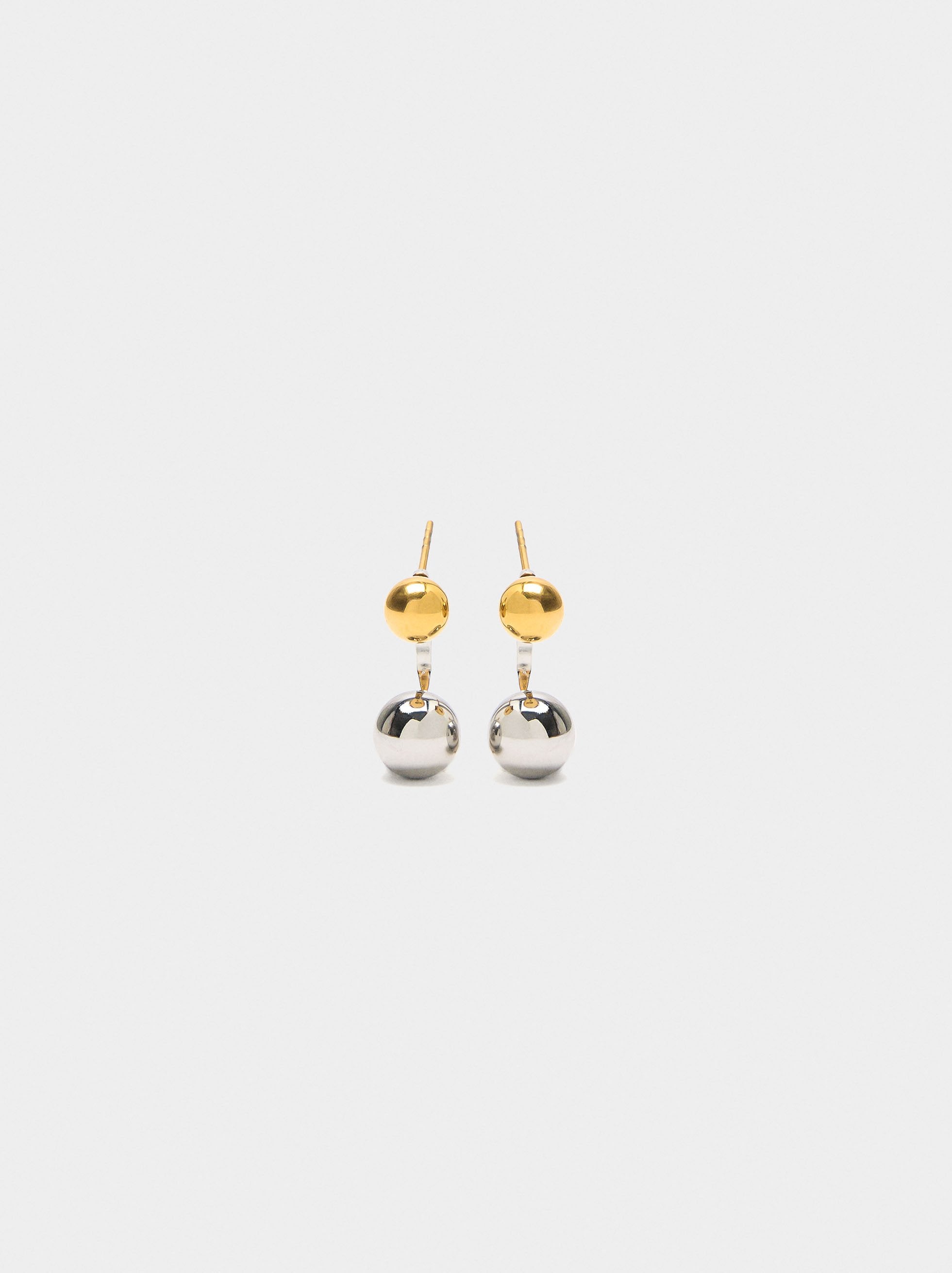 Pendientes Ear Jacket De Esferas Bicolor