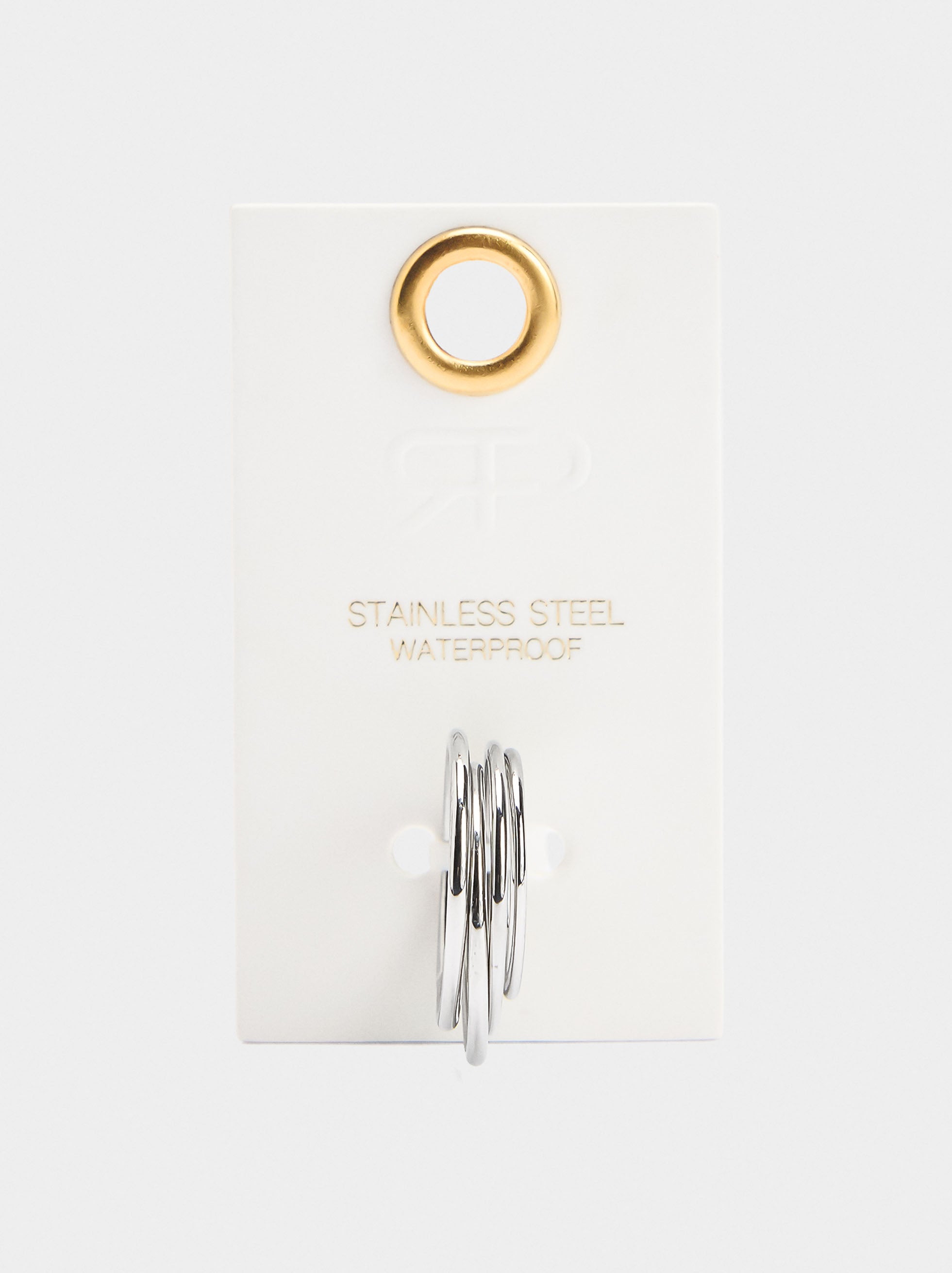 Set De Cuatro Anillos Lisos - Acero Inoxidable