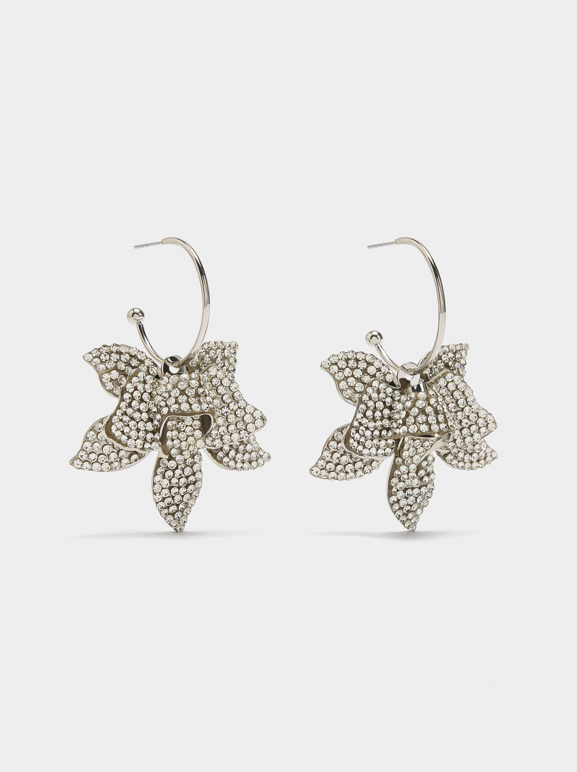 Aros Abiertos Maxi Flor Con Cristales