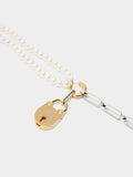Collar De Eslabones Con Colgante De Perlas Y Candado