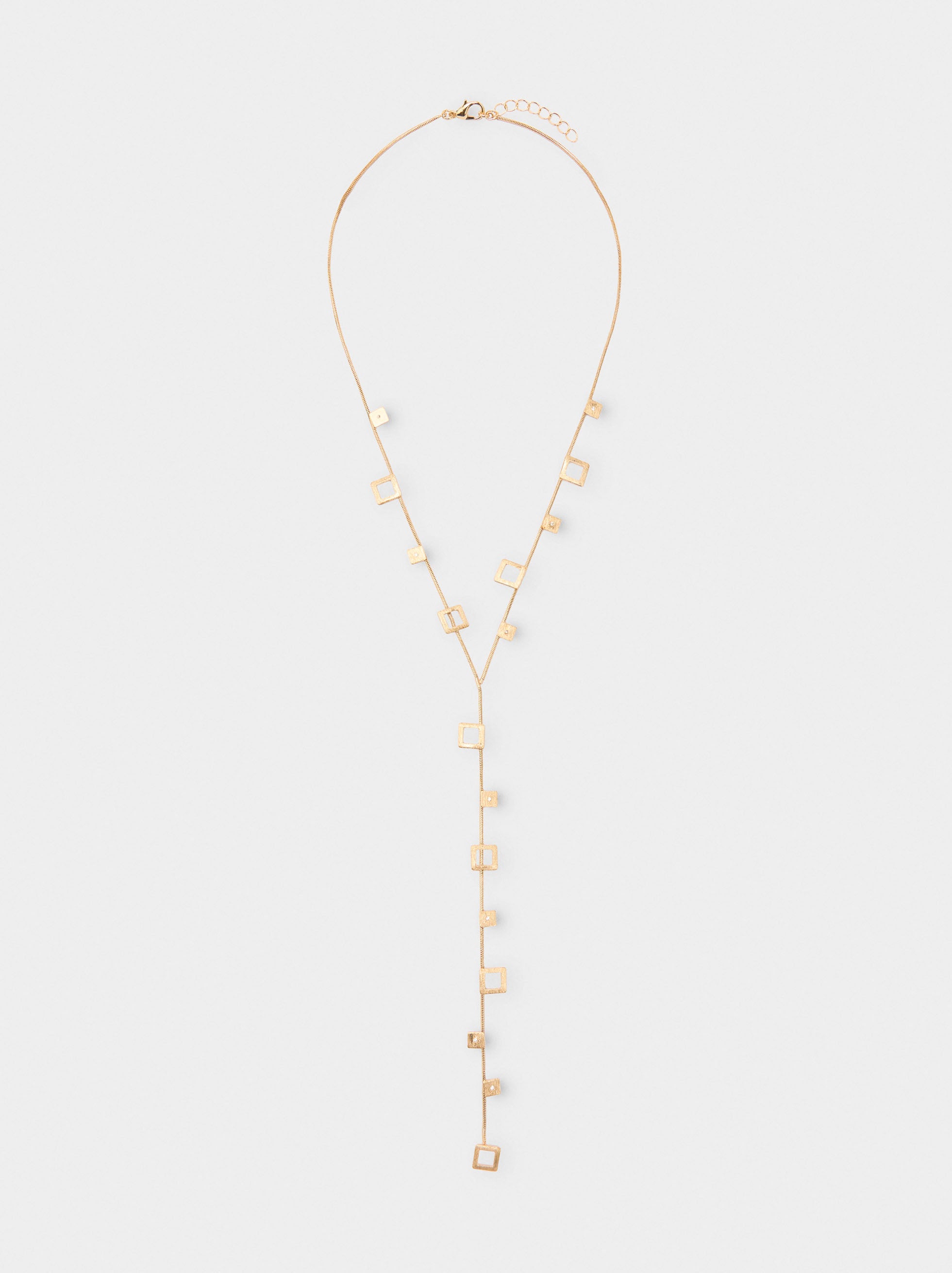 Collar Largo Cuadrados Con Circonitas