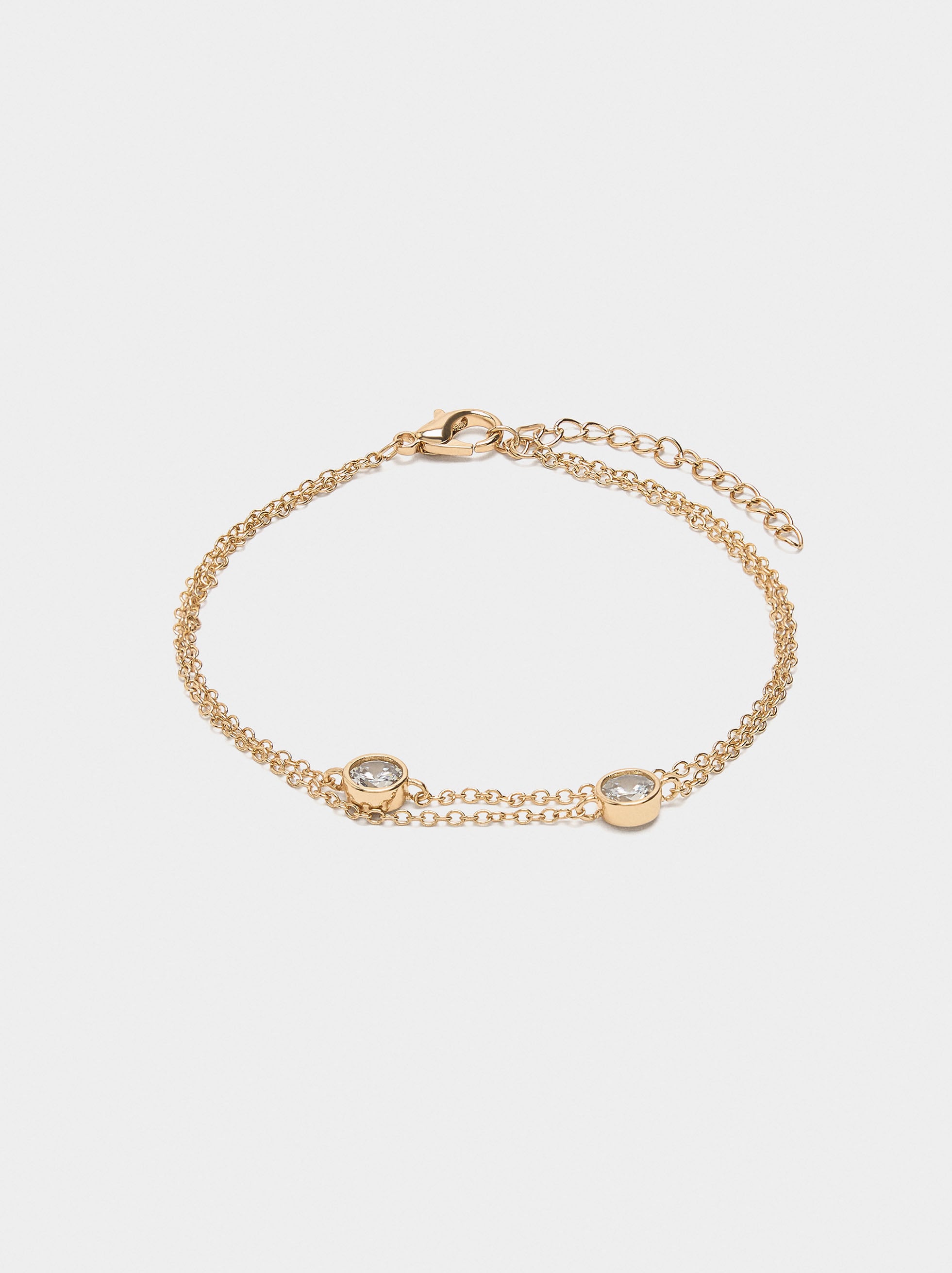 Pulsera Doble De Eslabones Con Circonitas