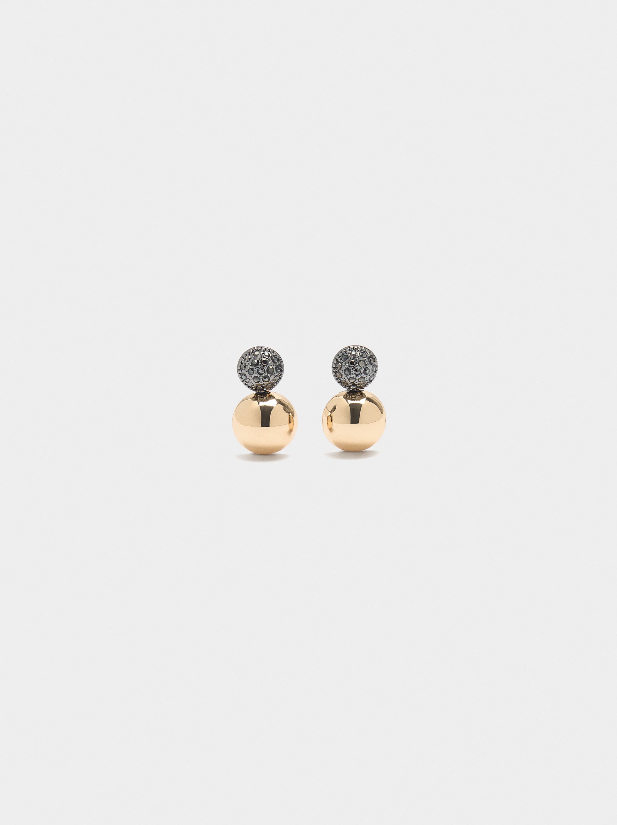 Pendientes Cortos Con Esferas Bicolor