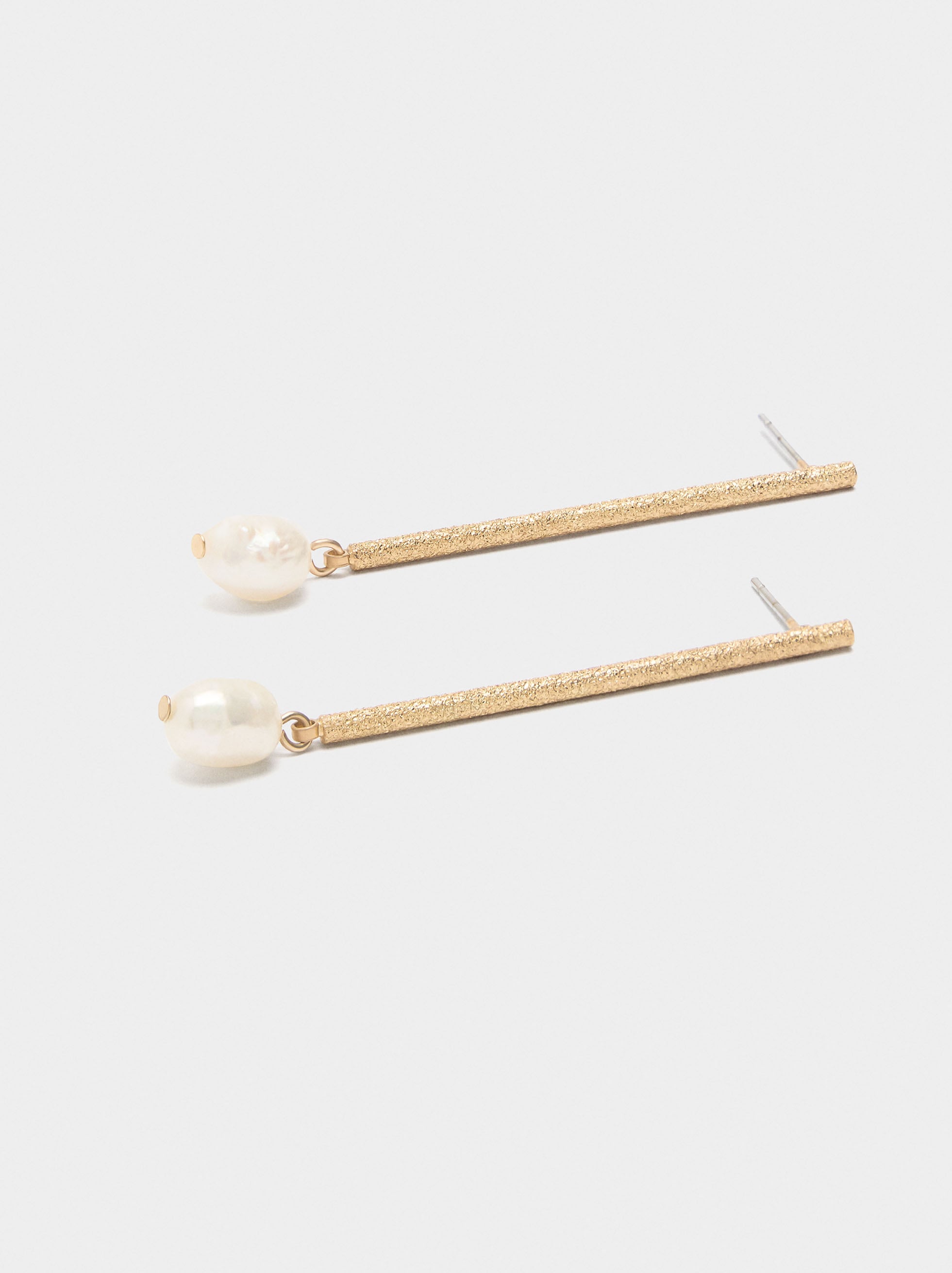 Pendientes Barra Con Perlas De Agua Dulce