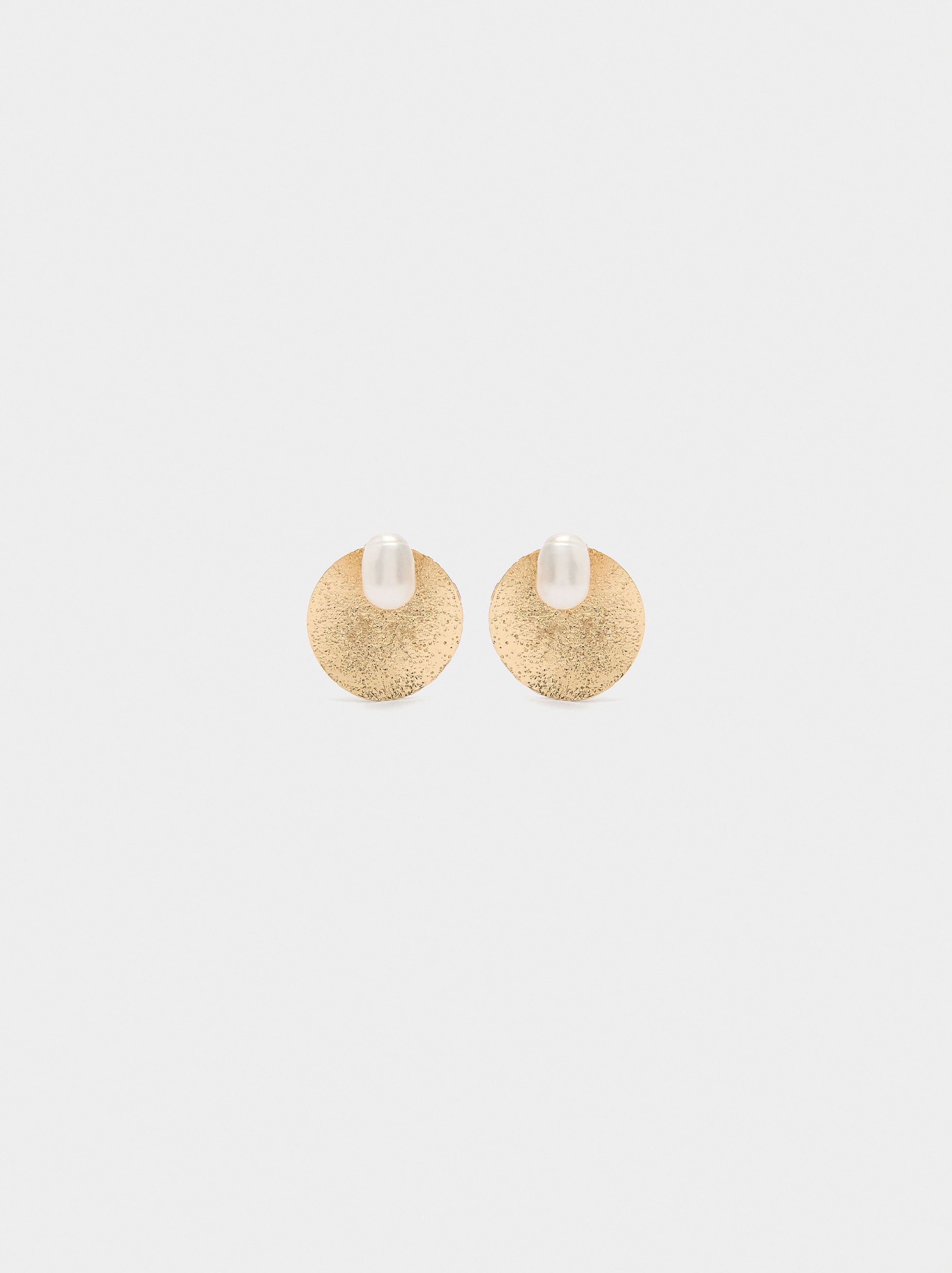Pendientes Redondos Con Perlas De Agua Dulce