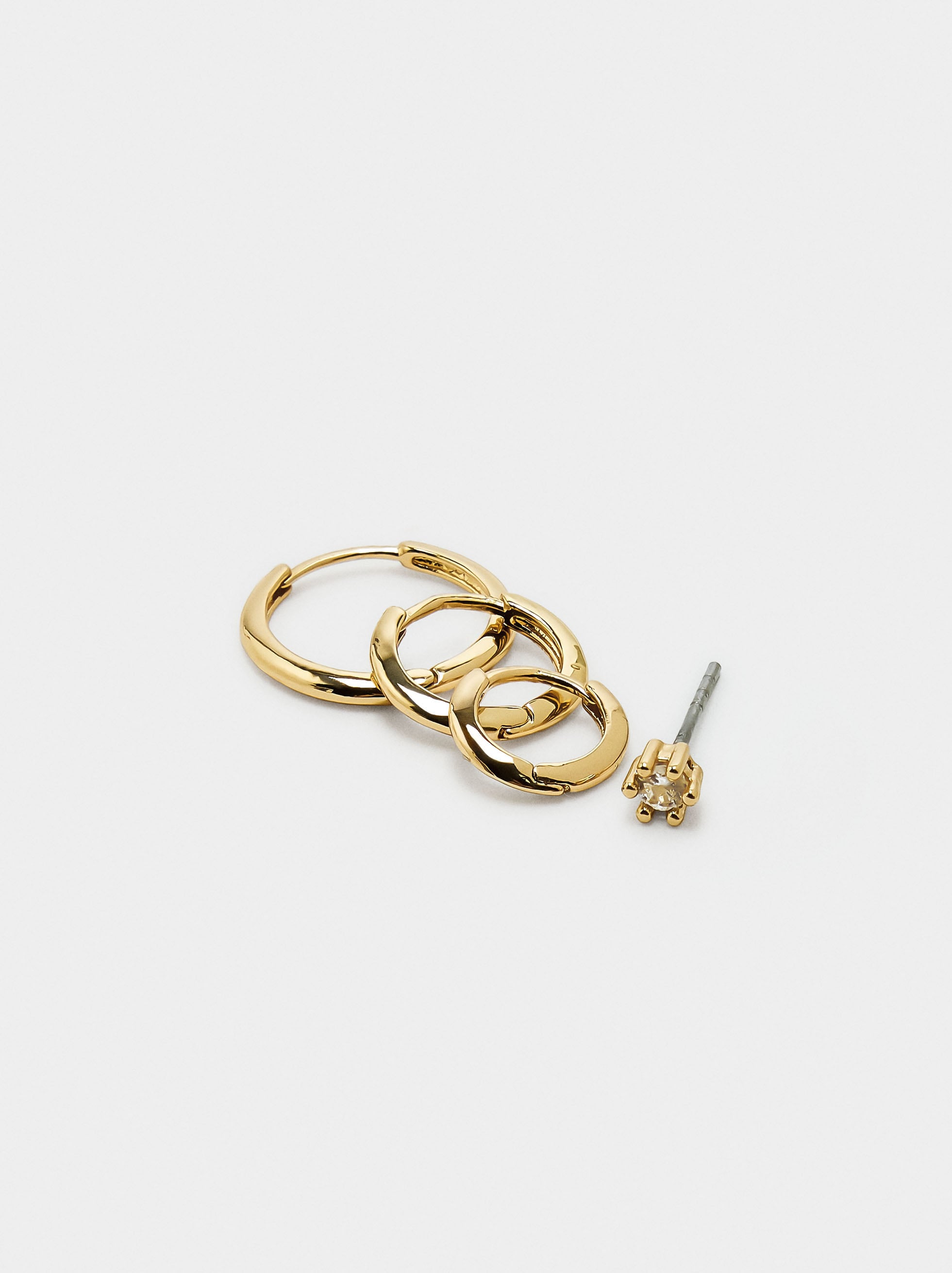 Set De Aros Y Pendiente Con Circonita