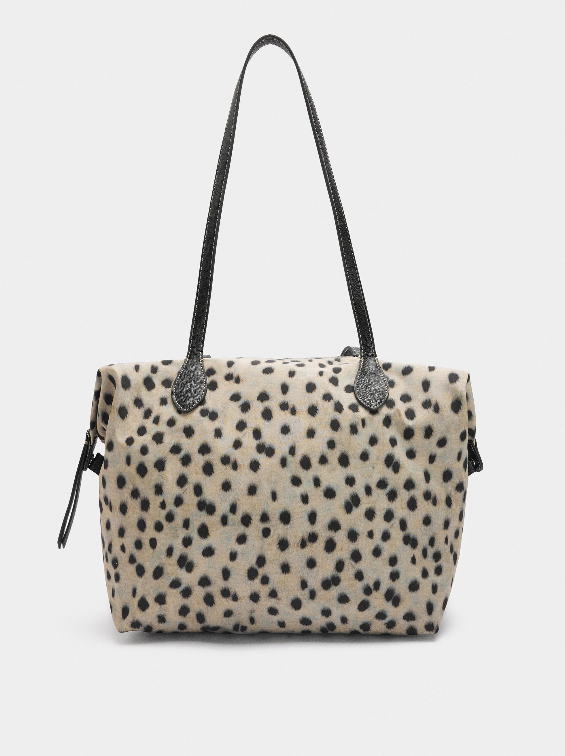 Bolso Shopper De Nylon Estampado Animal