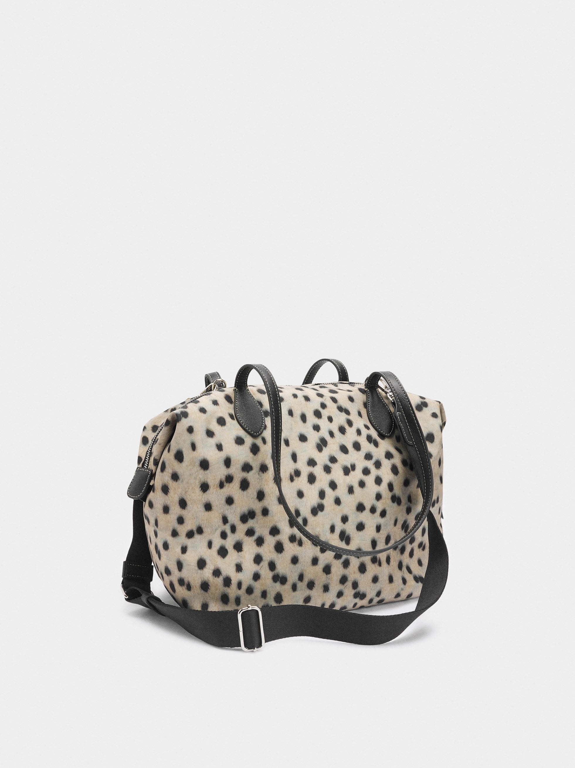Bolso Shopper De Nylon Estampado Animal