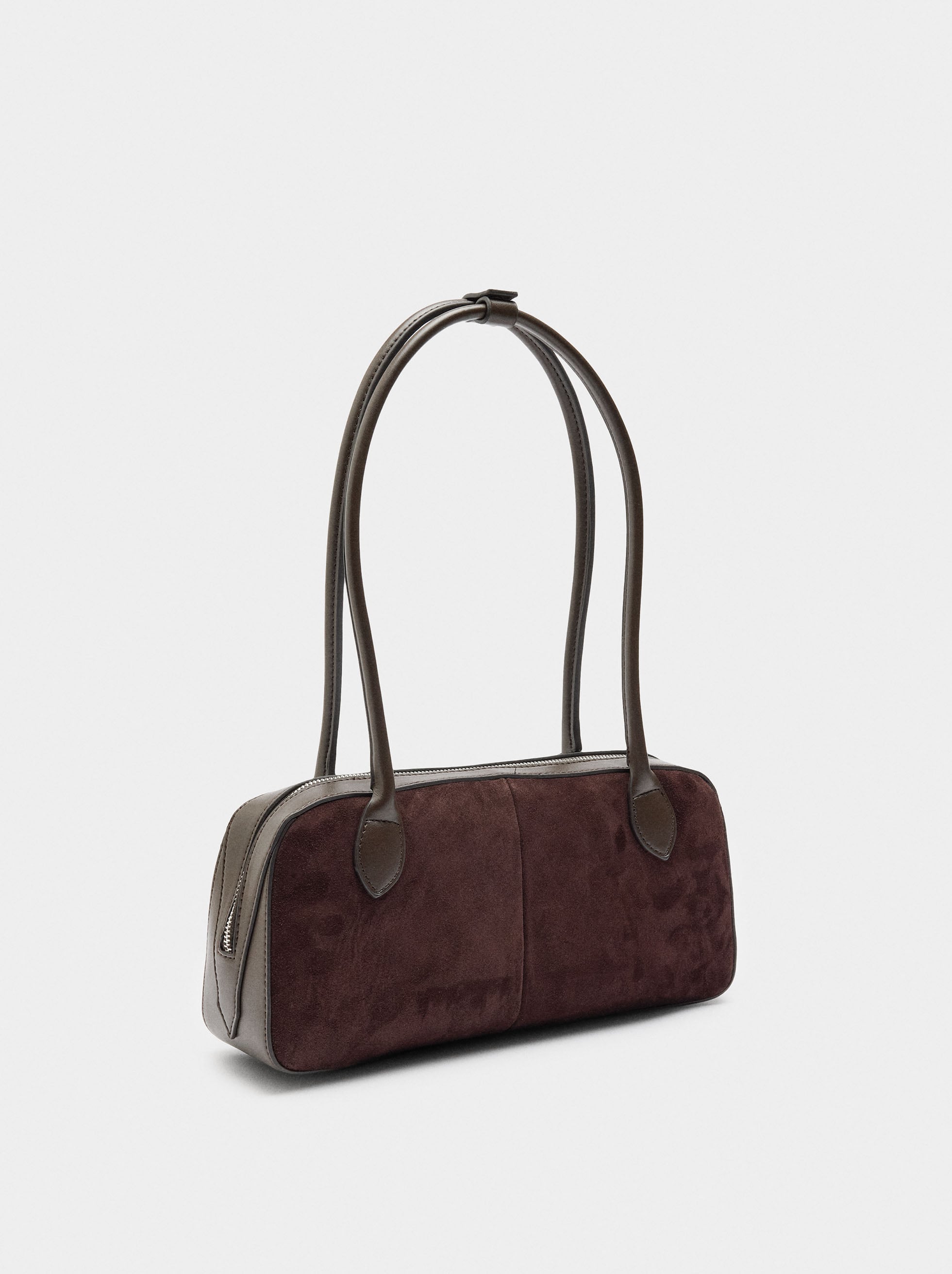 Bolso De Hombro Con Detalles De Piel