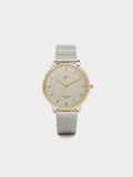Reloj Bicolor Con Punto Metálico De Acero Inoxidable