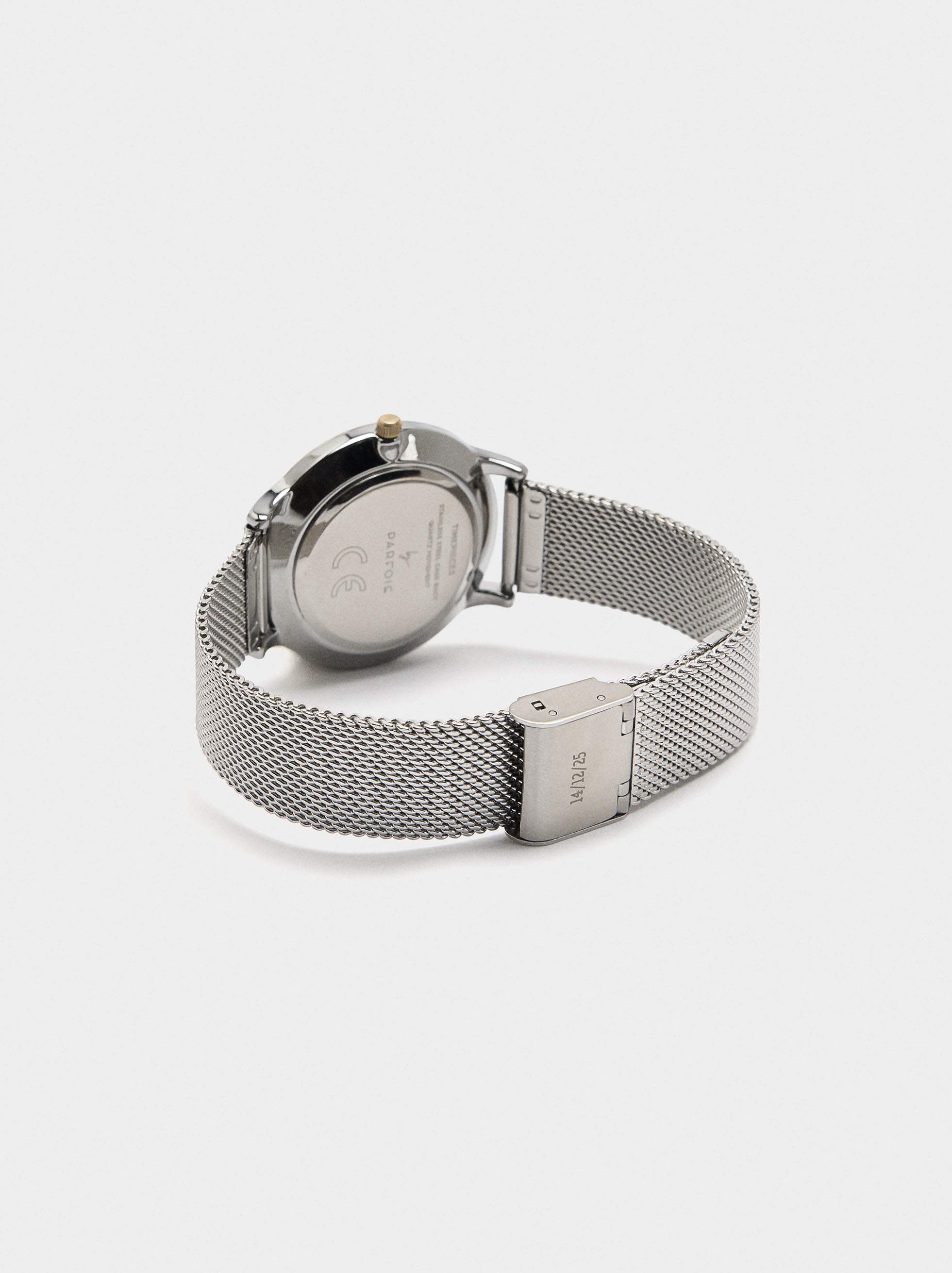 Reloj Bicolor Con Punto Metálico De Acero Inoxidable
