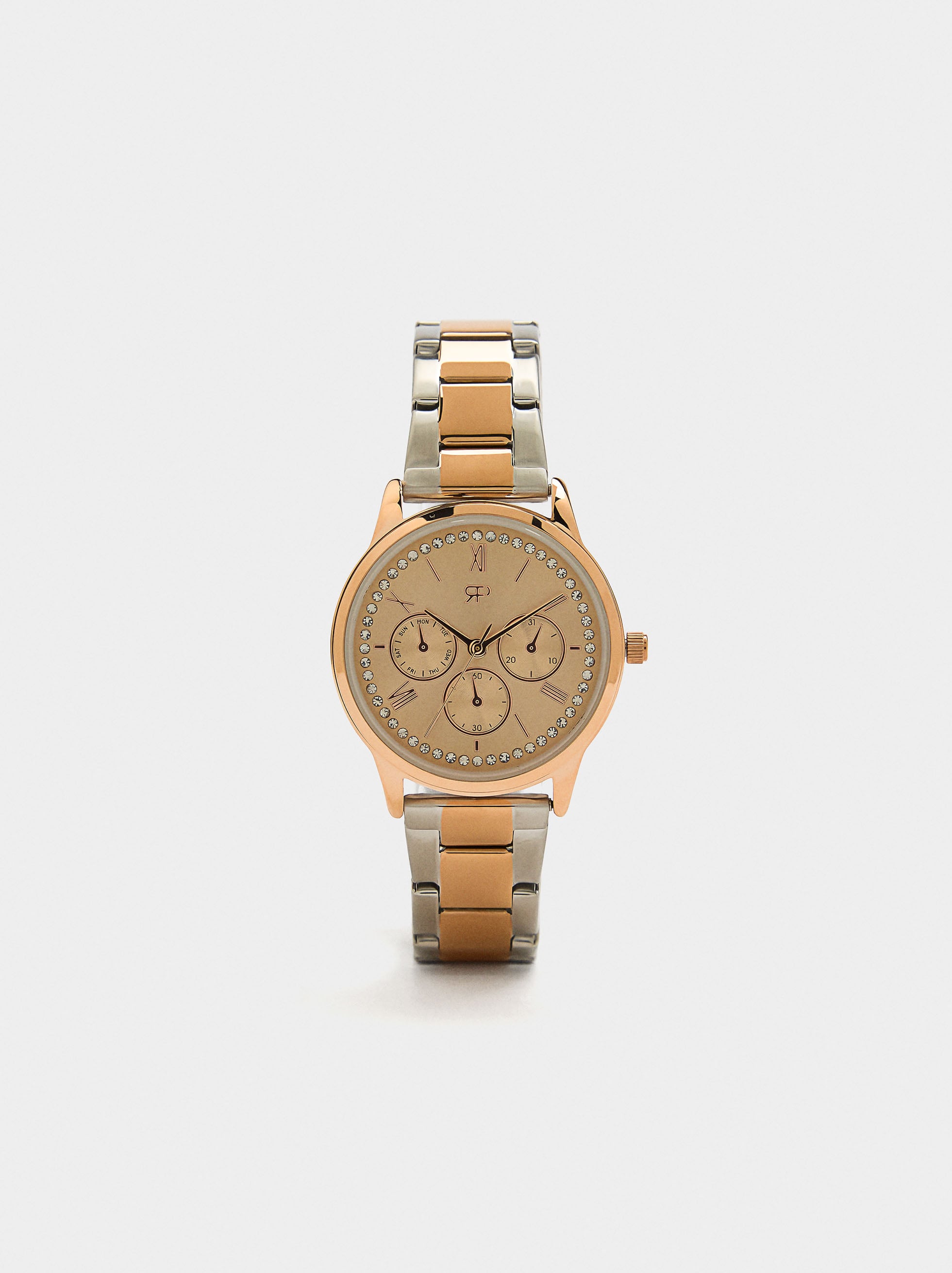 Reloj Bicolor Con Pulsera De Acero Inoxidable