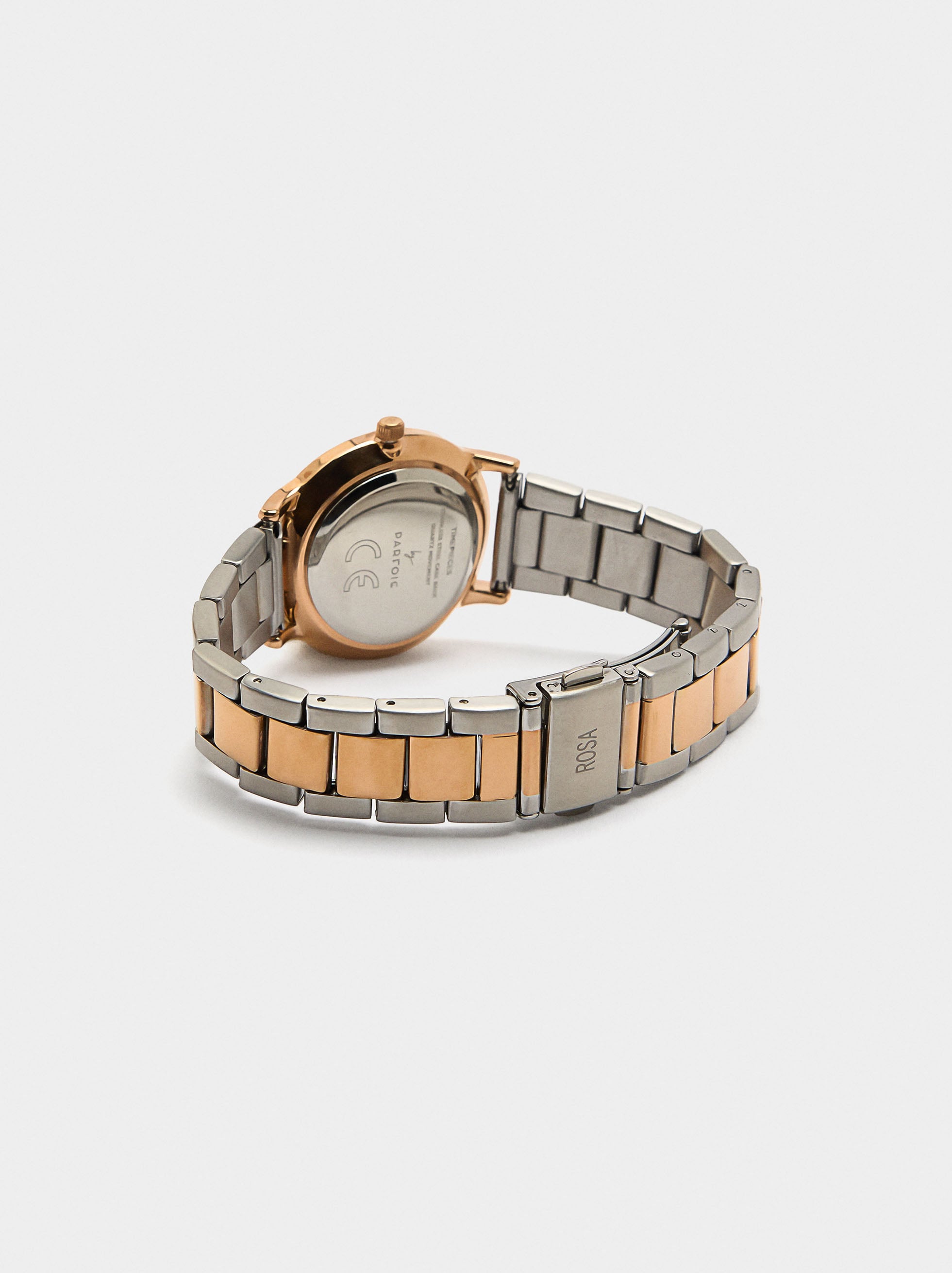 Reloj Bicolor Con Pulsera De Acero Inoxidable