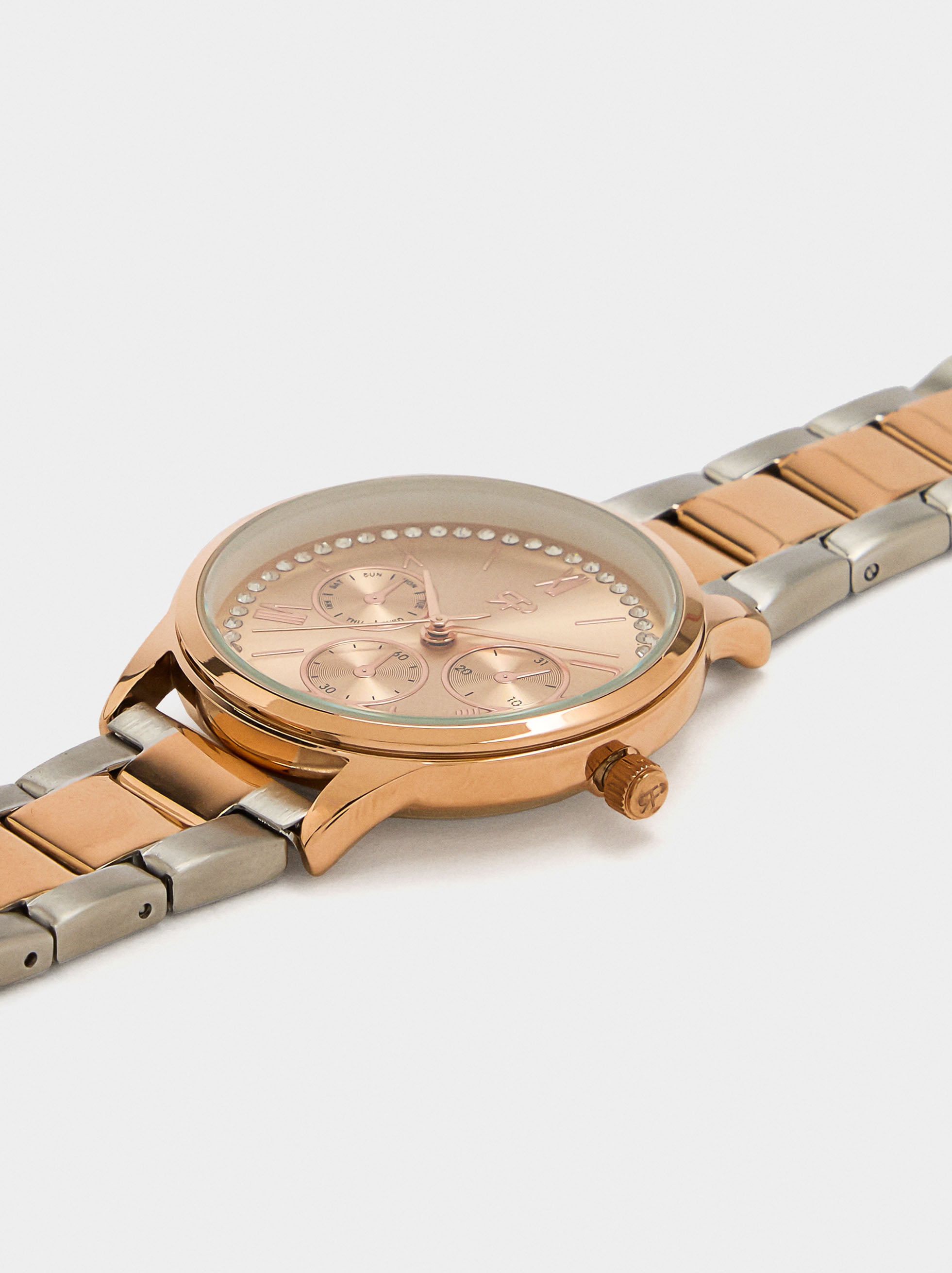 Reloj Bicolor Con Pulsera De Acero Inoxidable