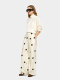 Pantalón Con Pliegues Y Lunares