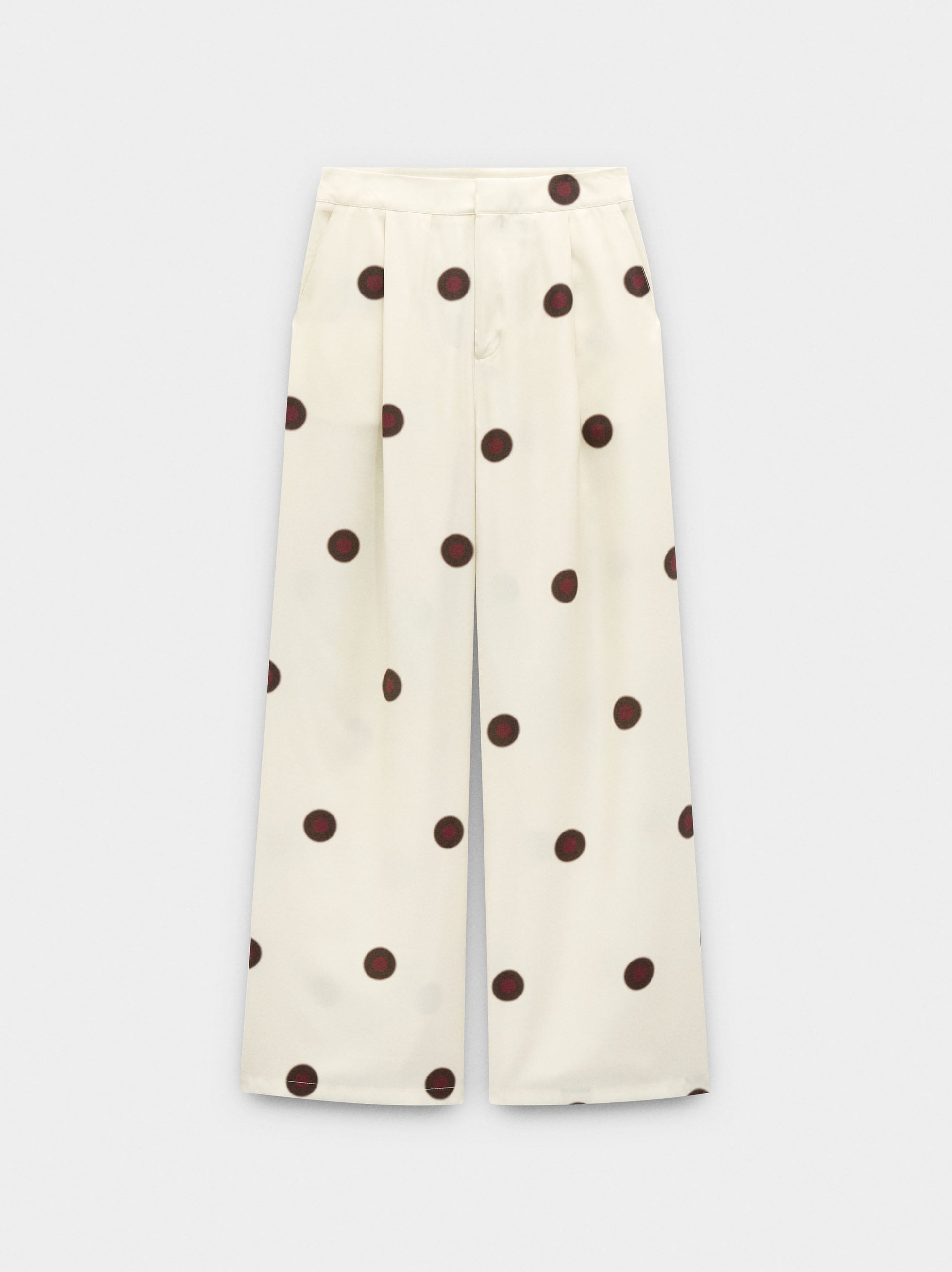 Pantalón Con Pliegues Y Lunares
