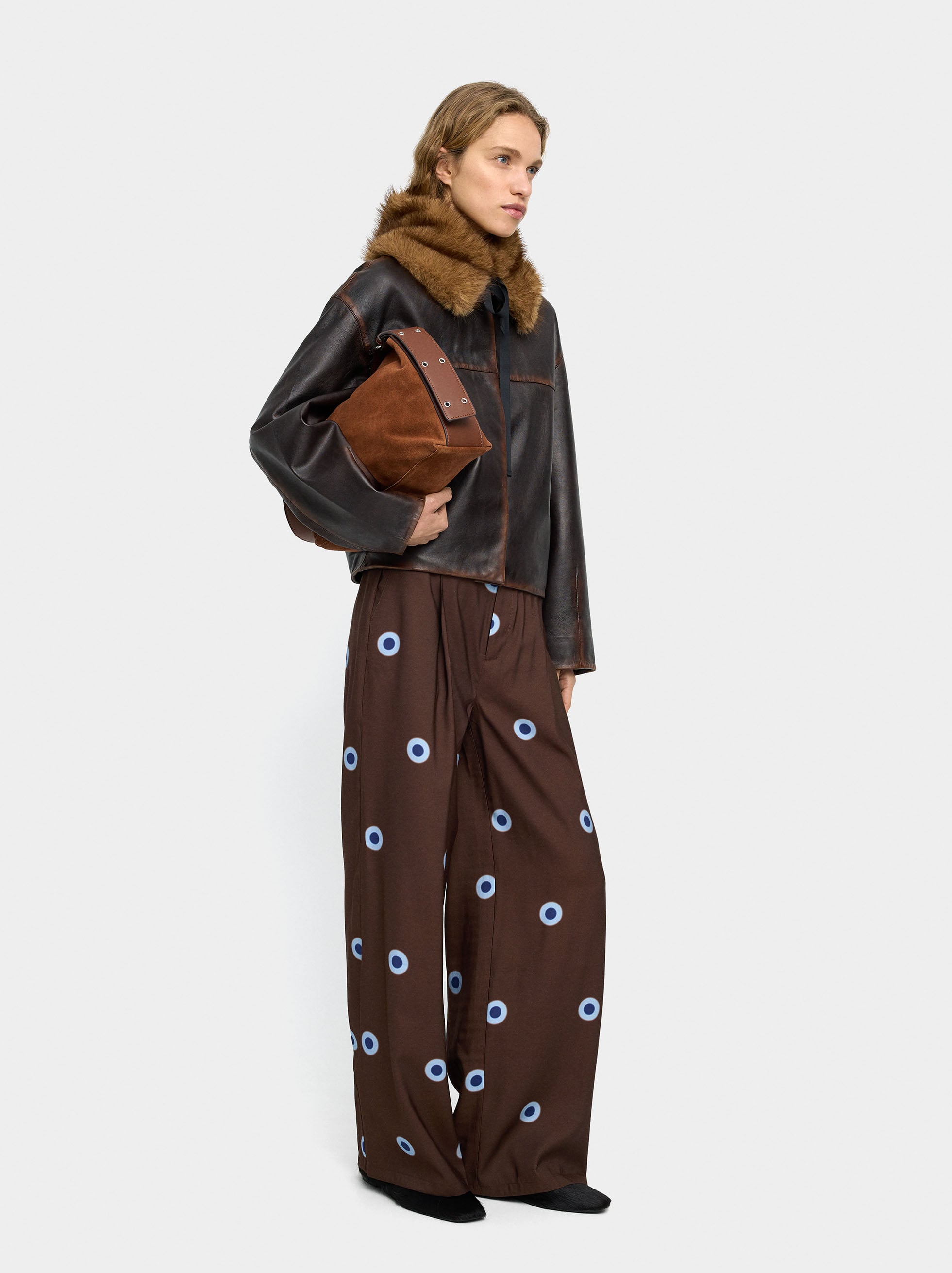 Pantalón Fluido Estampado De Círculos