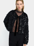 Cardigan Con Lentejuelas Y Lazo