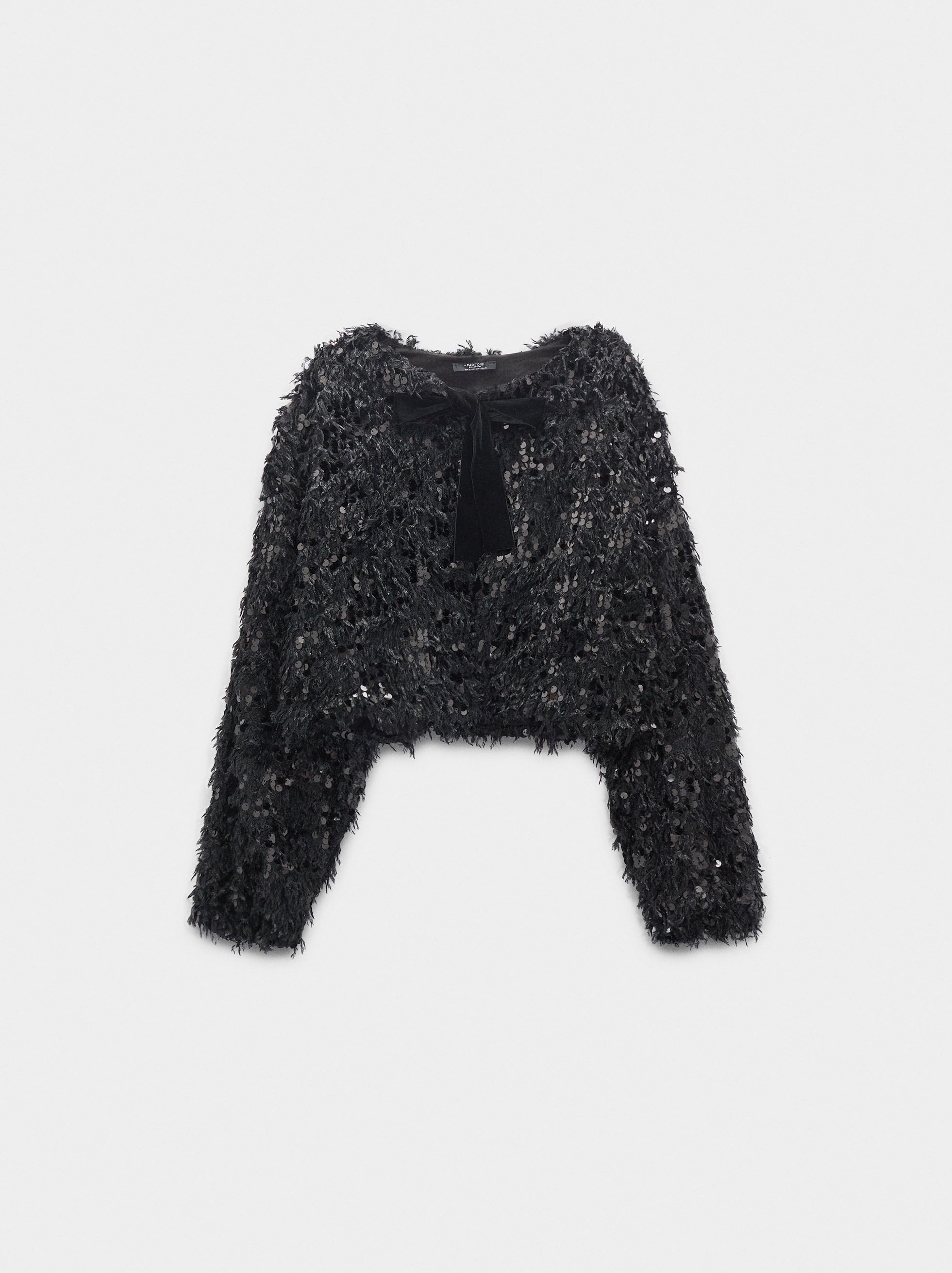 Cardigan Con Lentejuelas Y Lazo